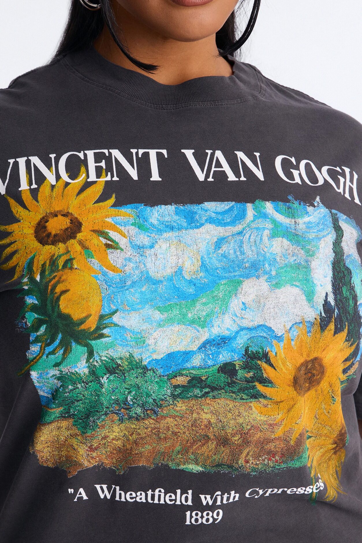 Vincent Van Gogh Sunflower Tee - Black Wash
