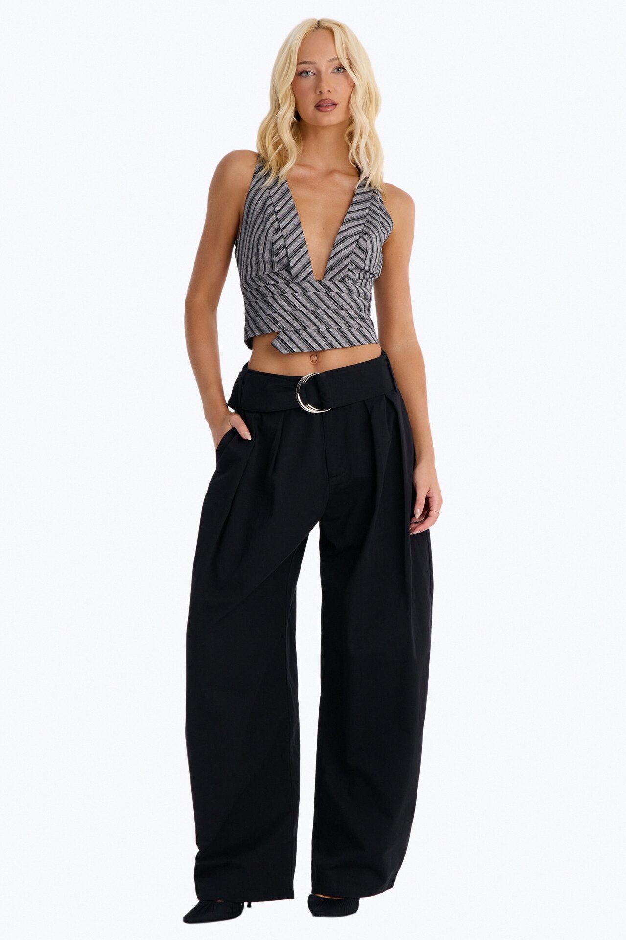 Santee Barrel Belted Pant - Black