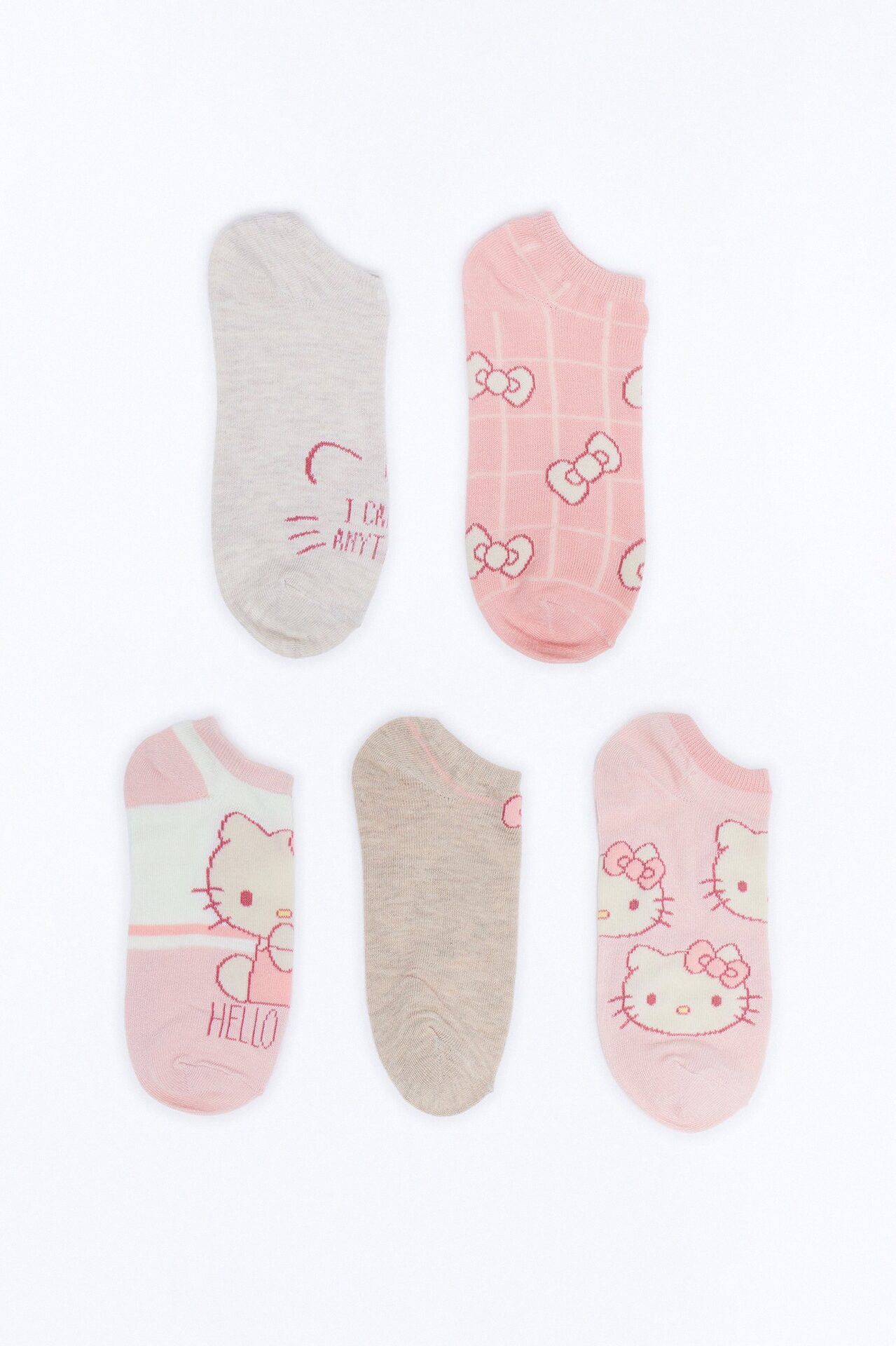 Hello Kitty Blushing 5 Pack No Show Socks - Pink