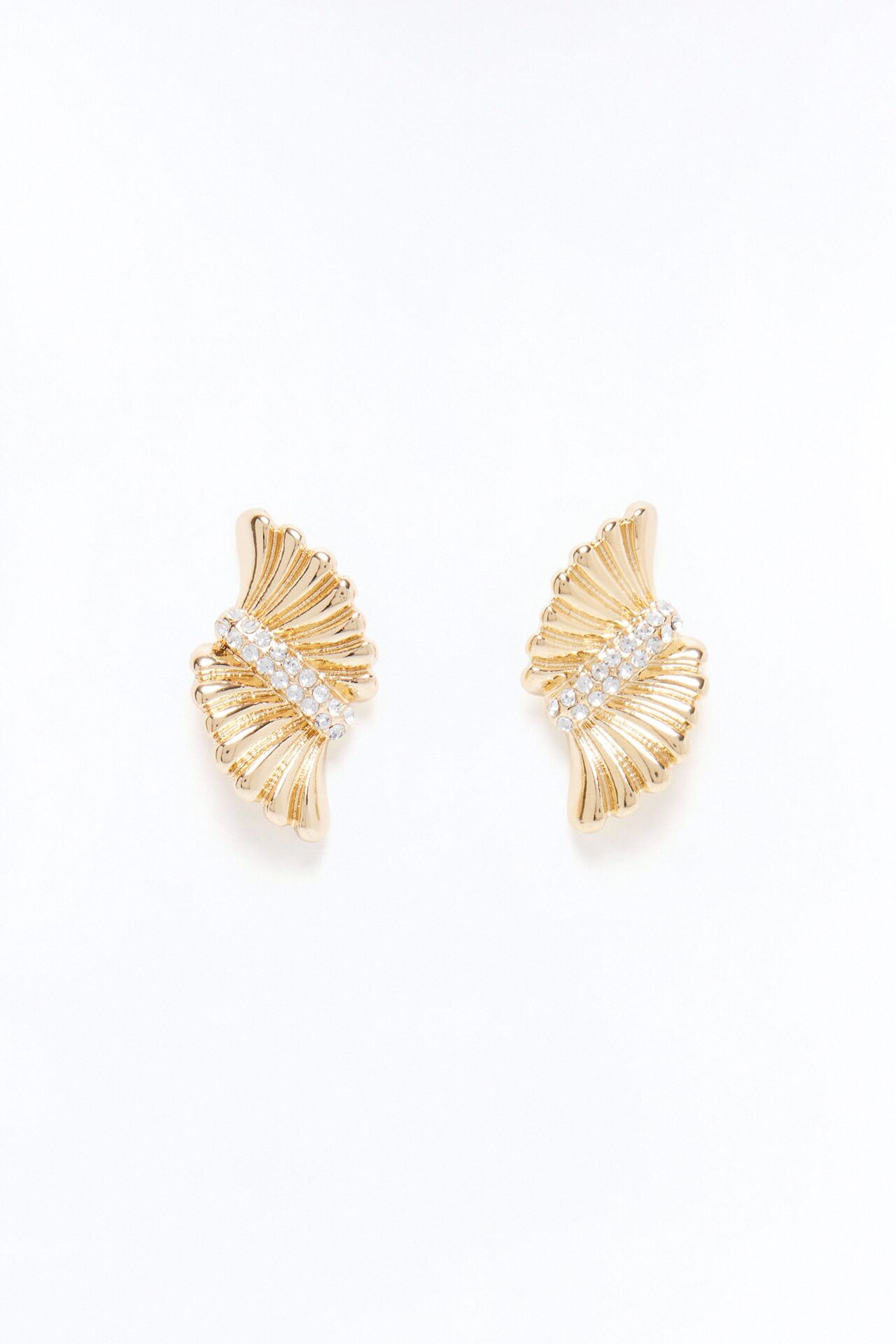 Abstract Wings Rhinestone Earrings - Gold