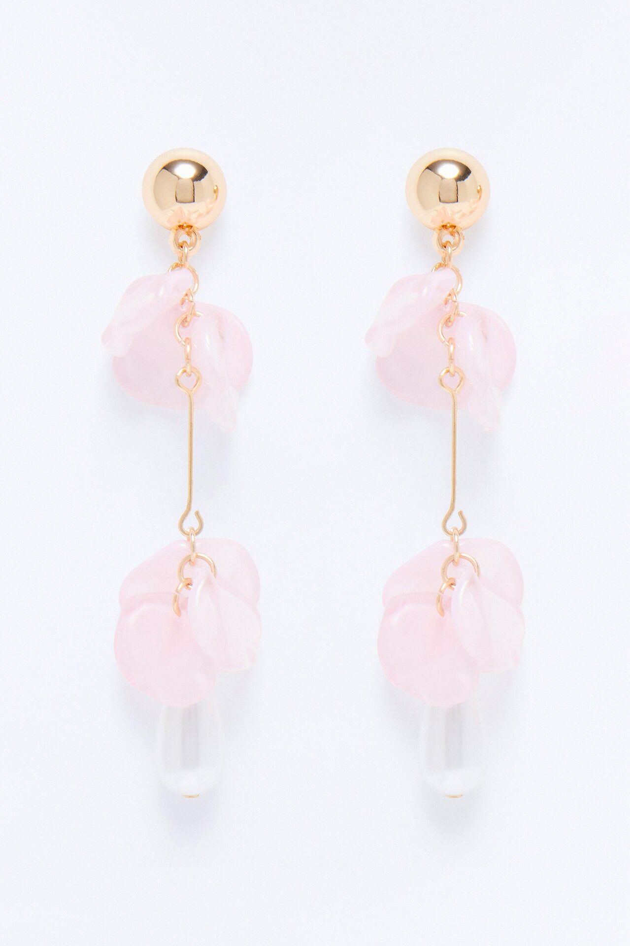 Harmony Flower Drop Earrings - Gold/Pink