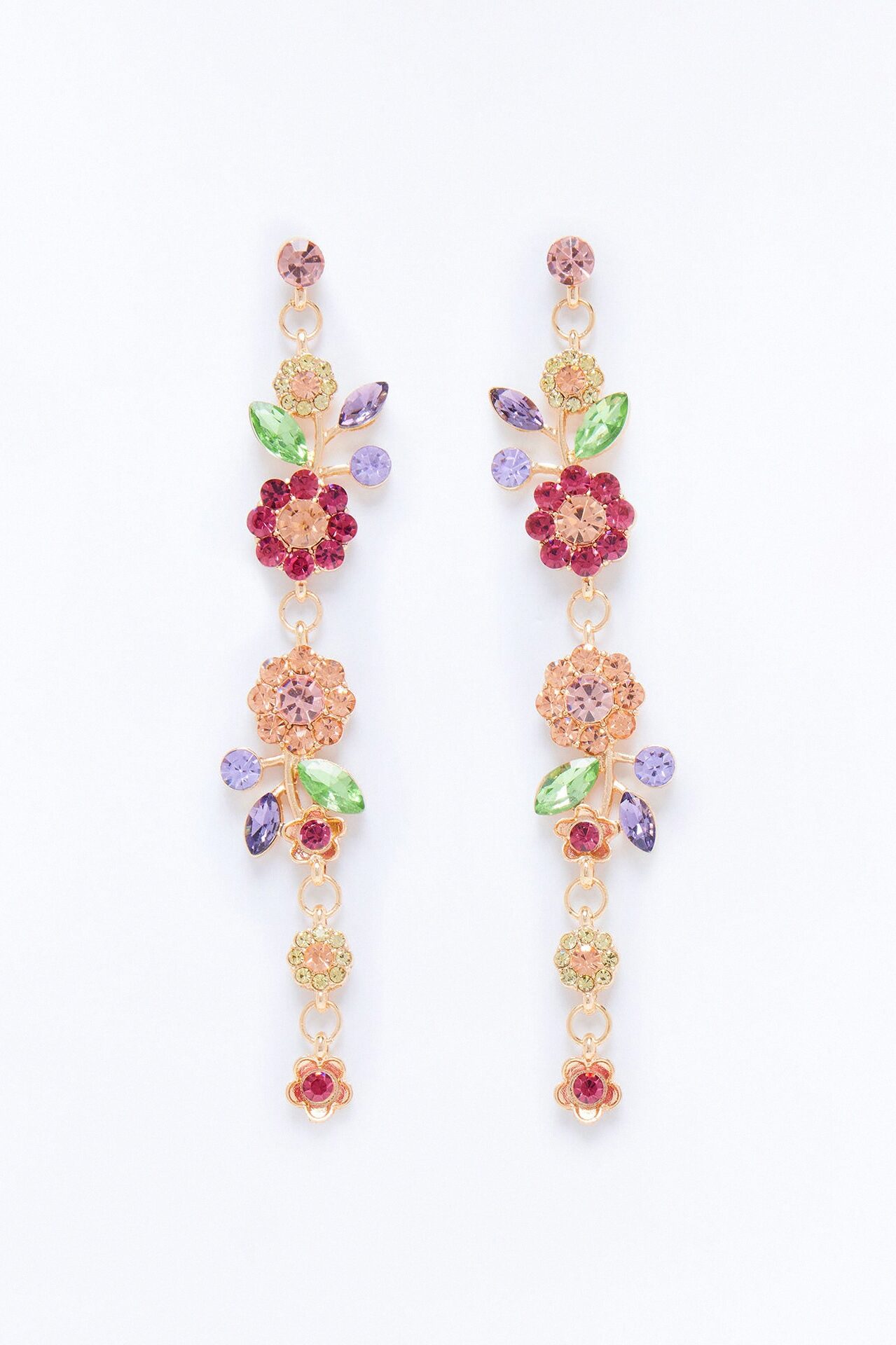 Enchanted Garden Rhinestone Earrings - Multi Color