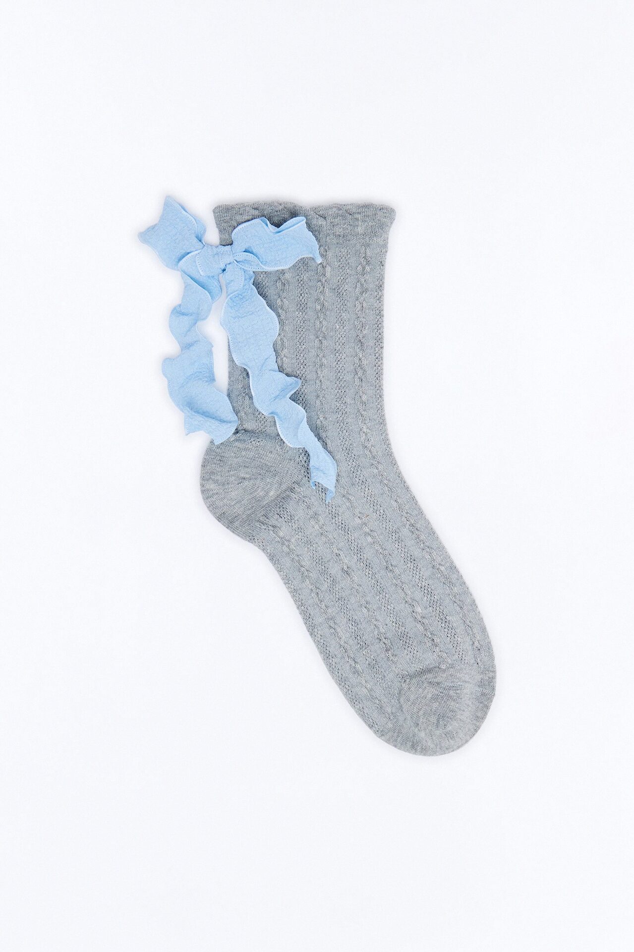 That Bow Cutie Crew Socks - Grey/Blue