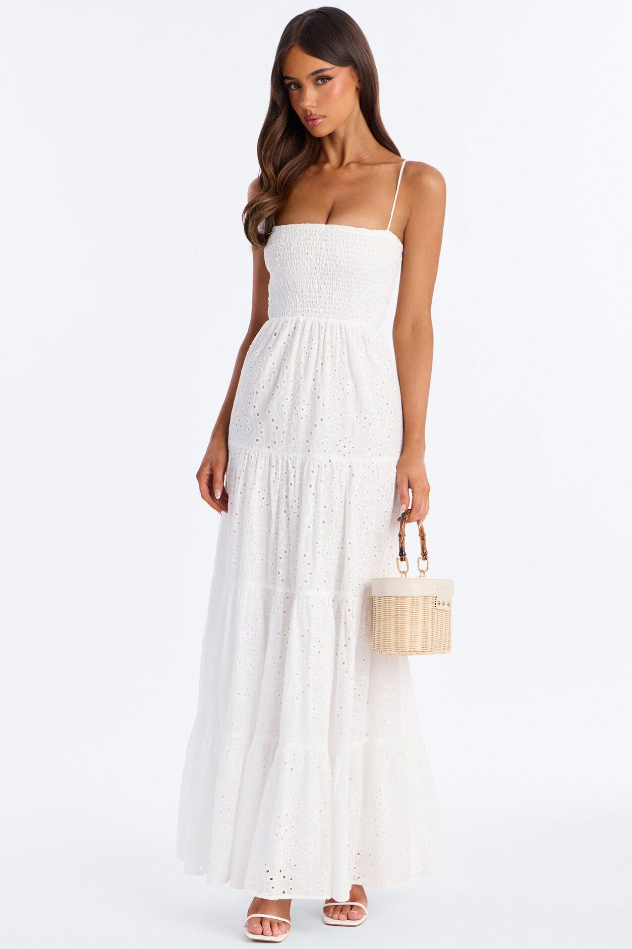 Keep It Casual Eyelet Maxi Dress - White