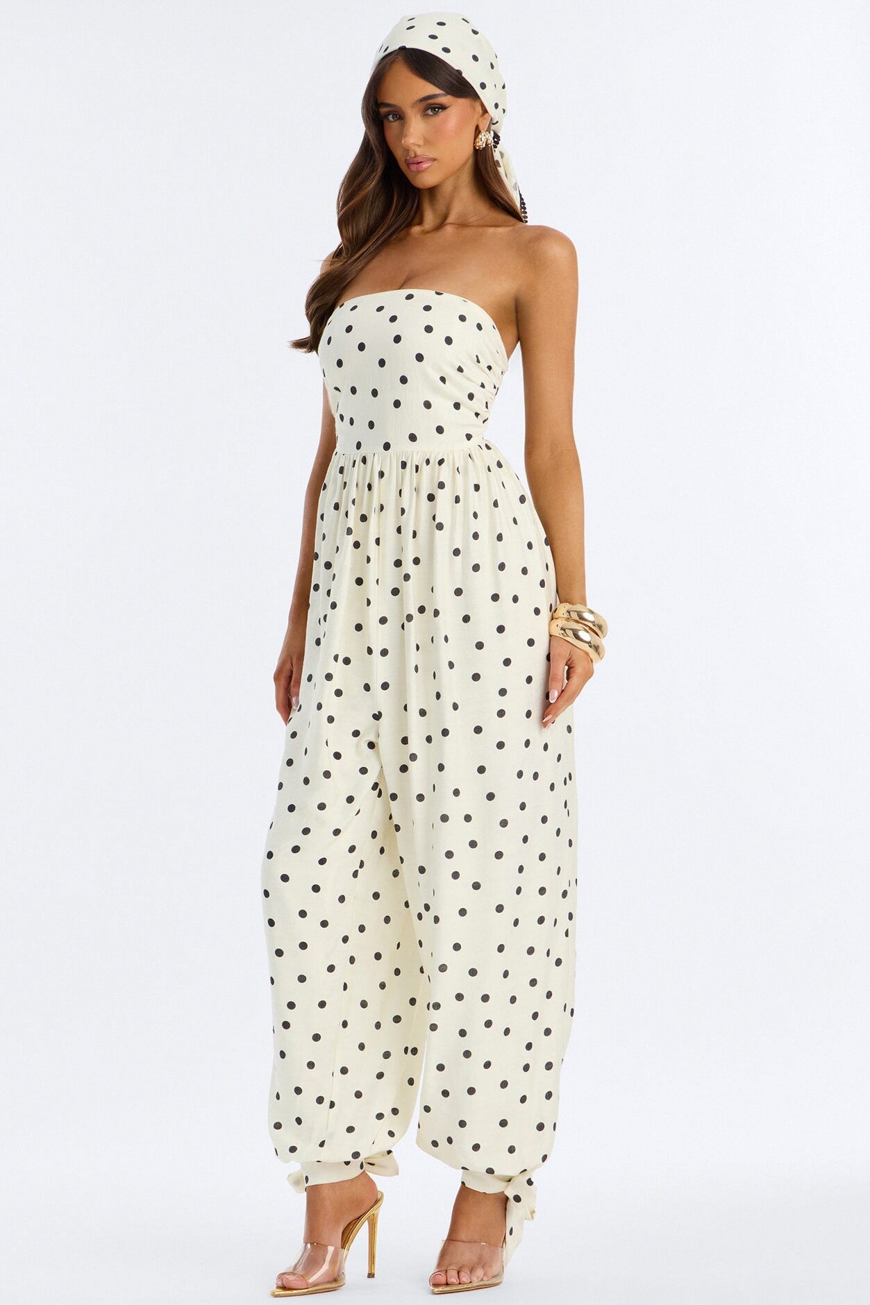 Penelope Polka Dot Balloon 2 Piece Jumpsuit - White/combo