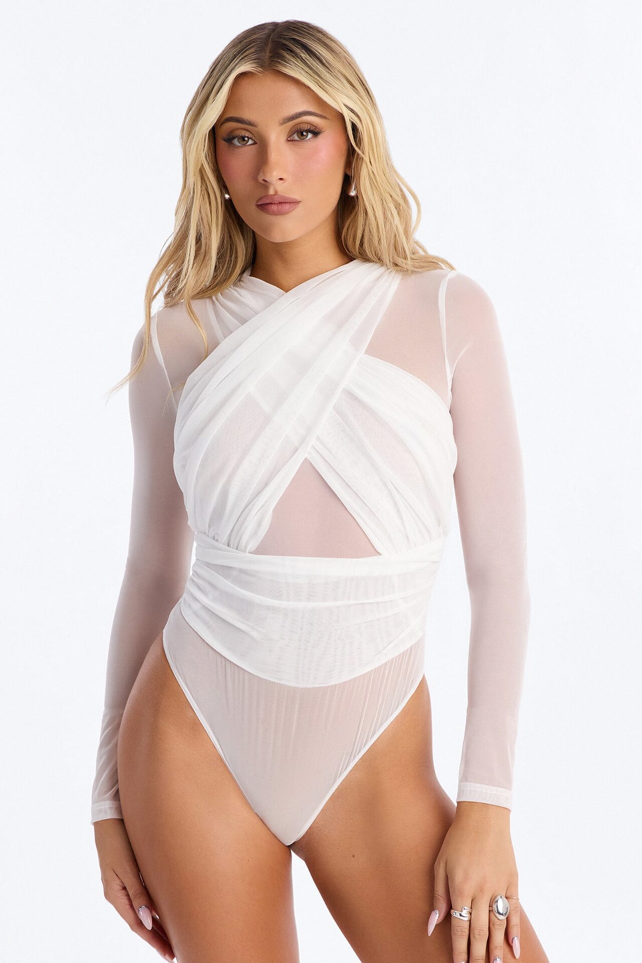 Serena Mesh Bodysuit - White