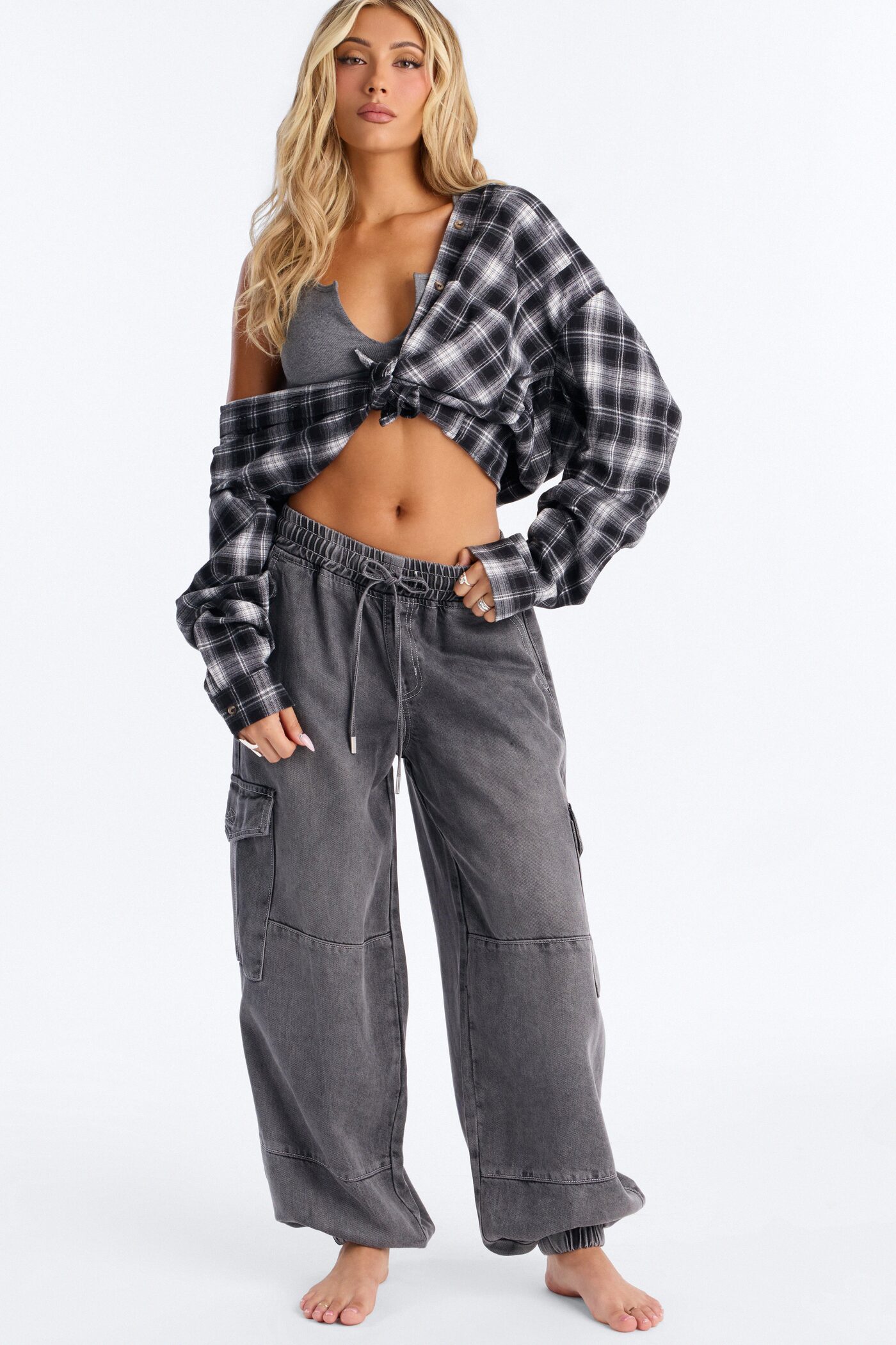 Maui Baggy Cargo Jogger Jeans - Dark Grey