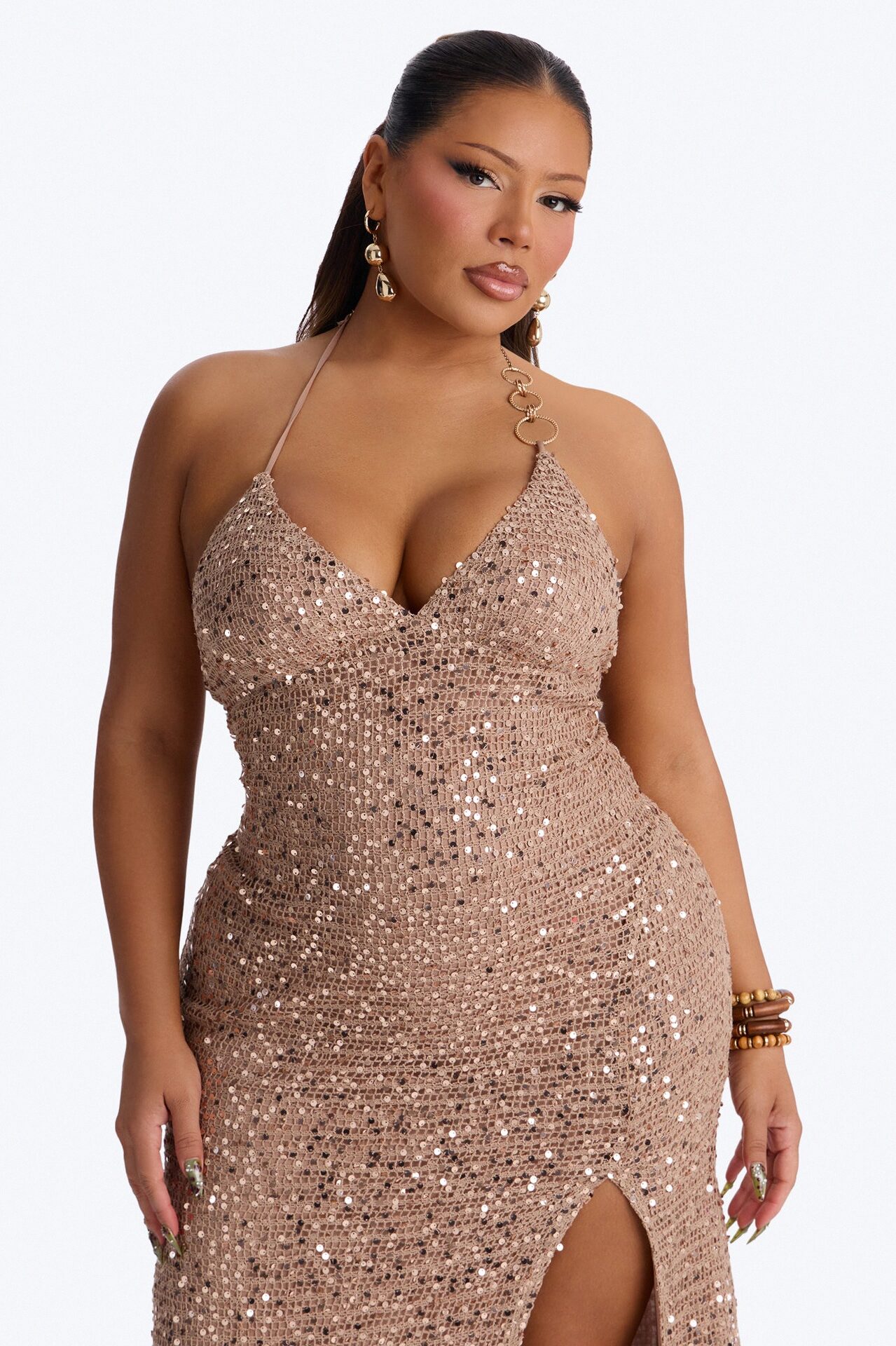 Esme Sequin Gown Maxi - Mocha