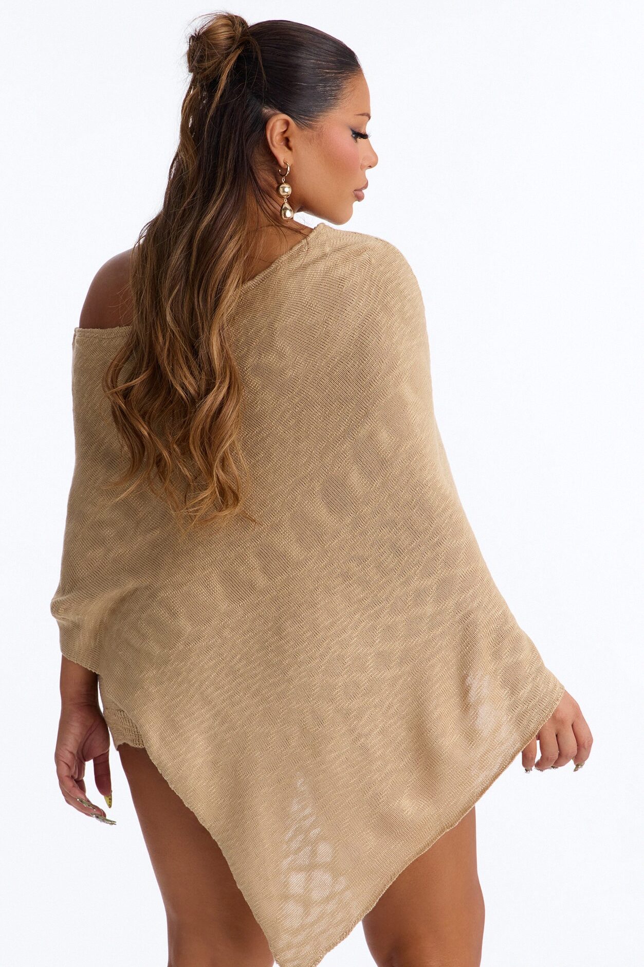 Solia One Shoulder Sweater Knit Short Set - Taupe