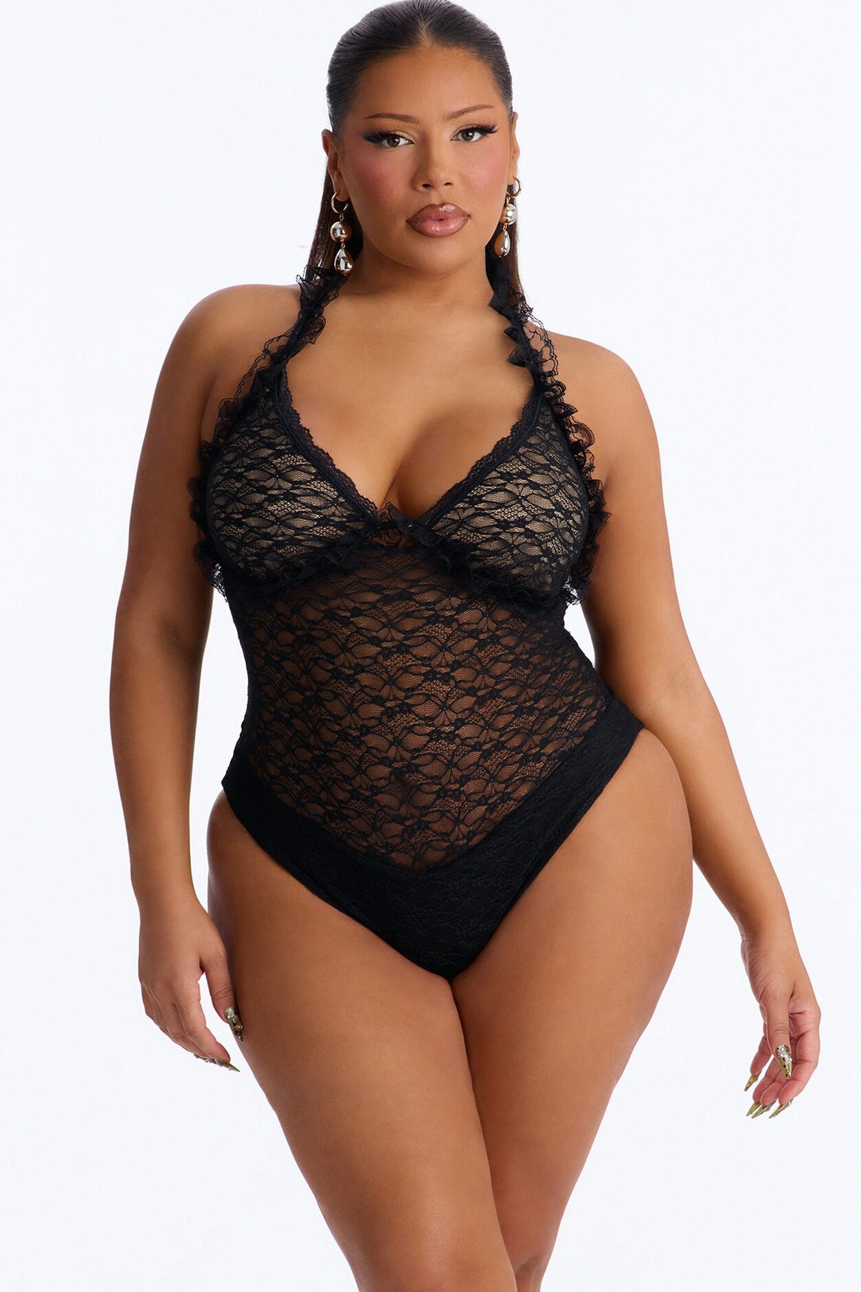 All The Drama Lace Maxi Dress - Black