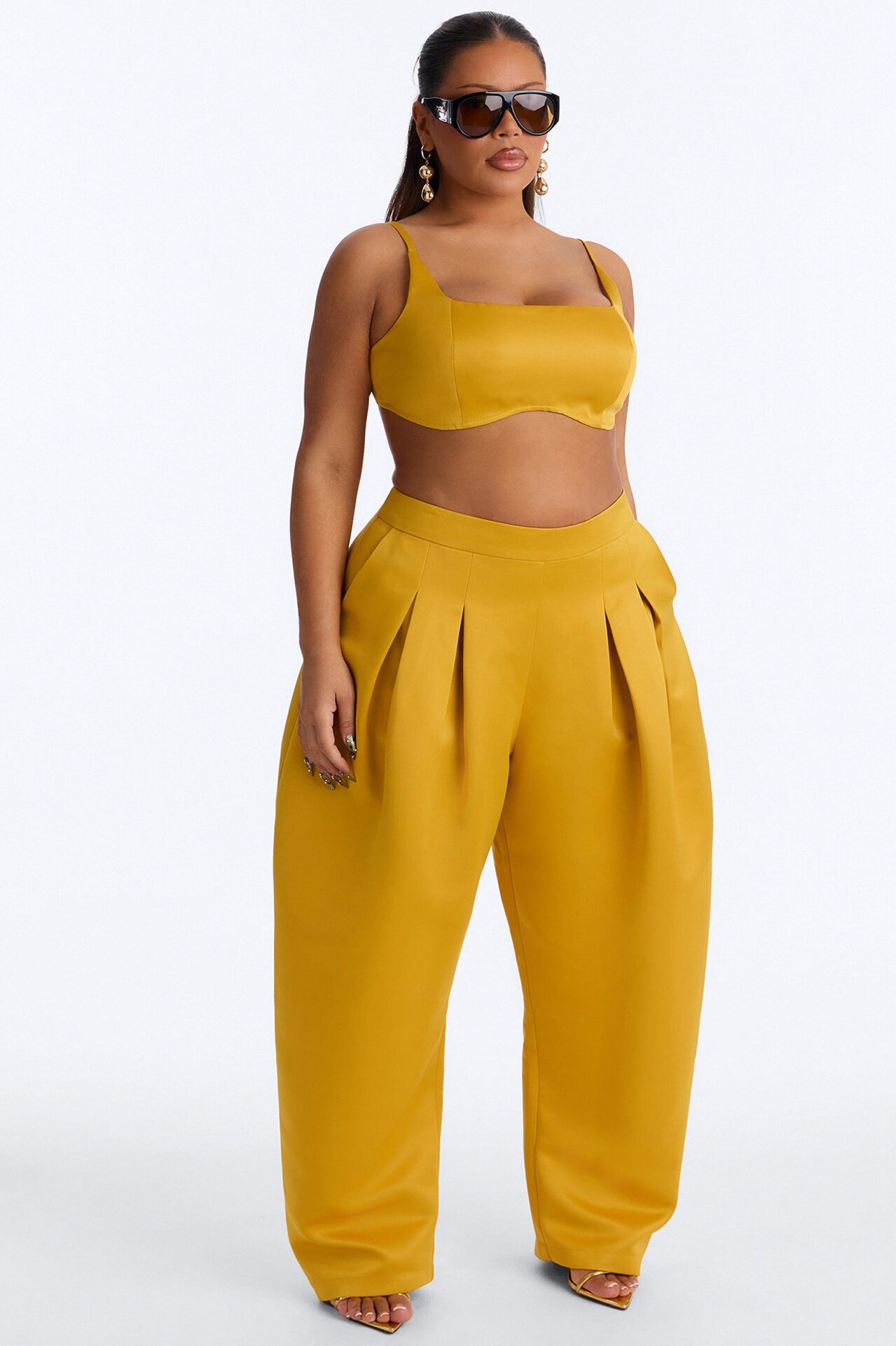 Ottilie Square Neck Tie Back Bralette Top - Yellow
