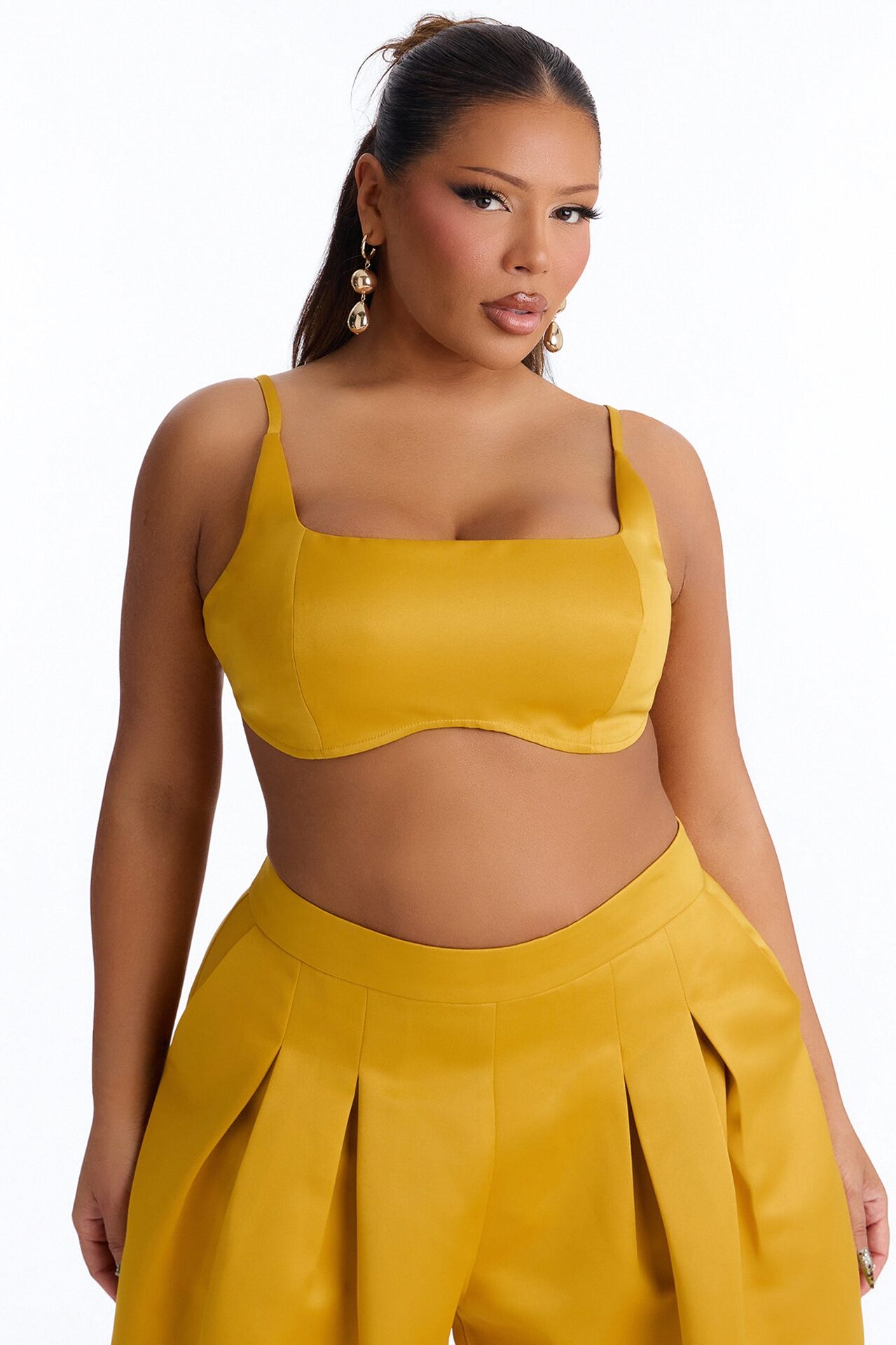 Ottilie Square Neck Tie Back Bralette Top - Yellow