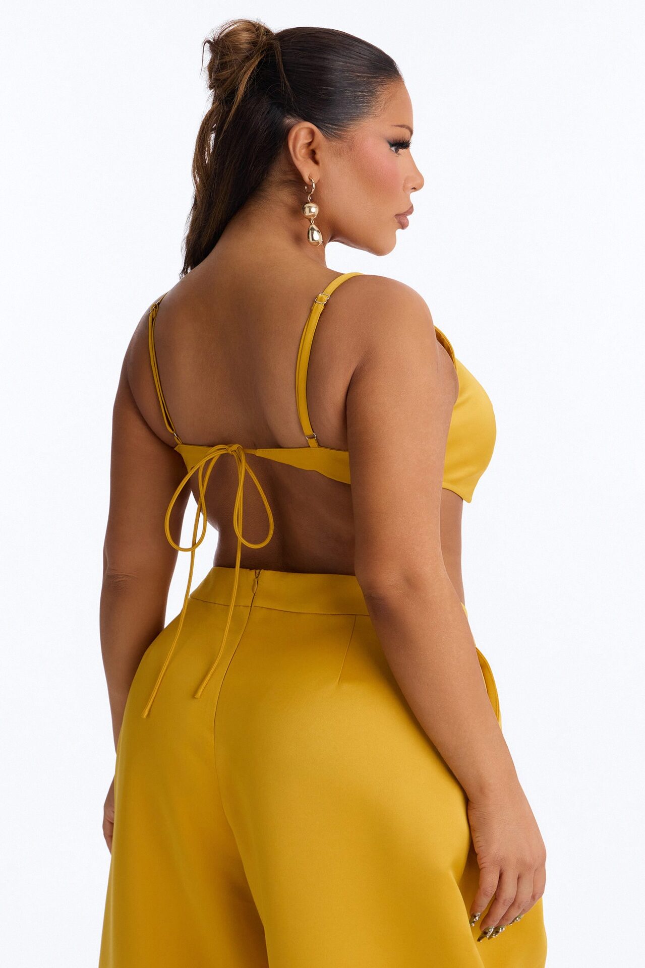 Ottilie Square Neck Tie Back Bralette Top - Yellow