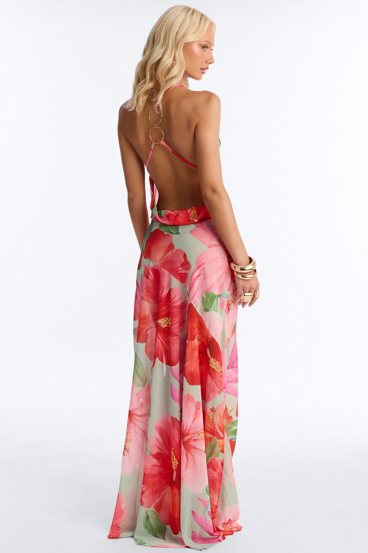 Island Girl Chiffon Maxi Dress - Green/combo