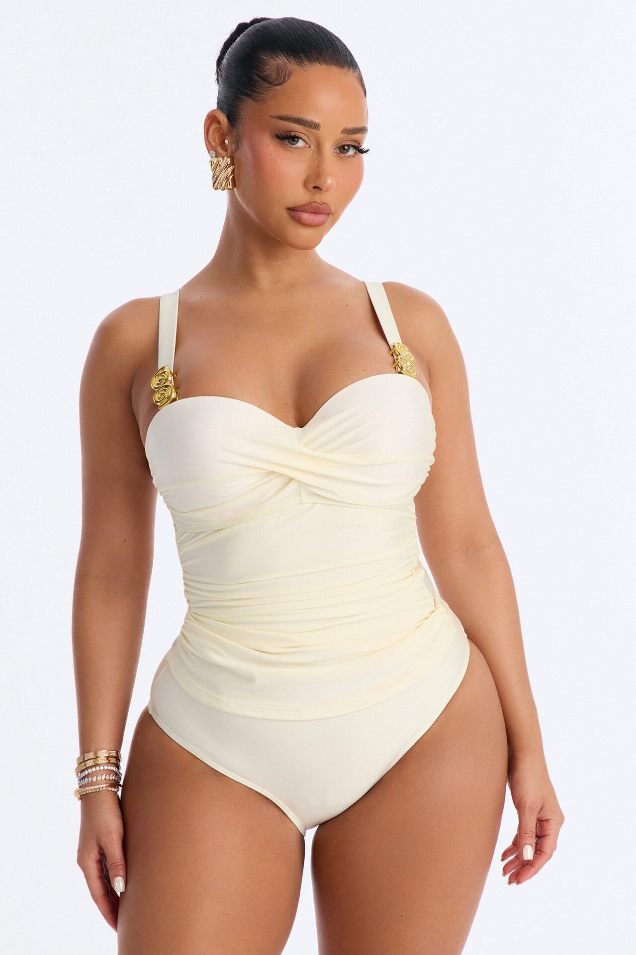 Luna 2 Piece Ruched Tankini Set - Ivory