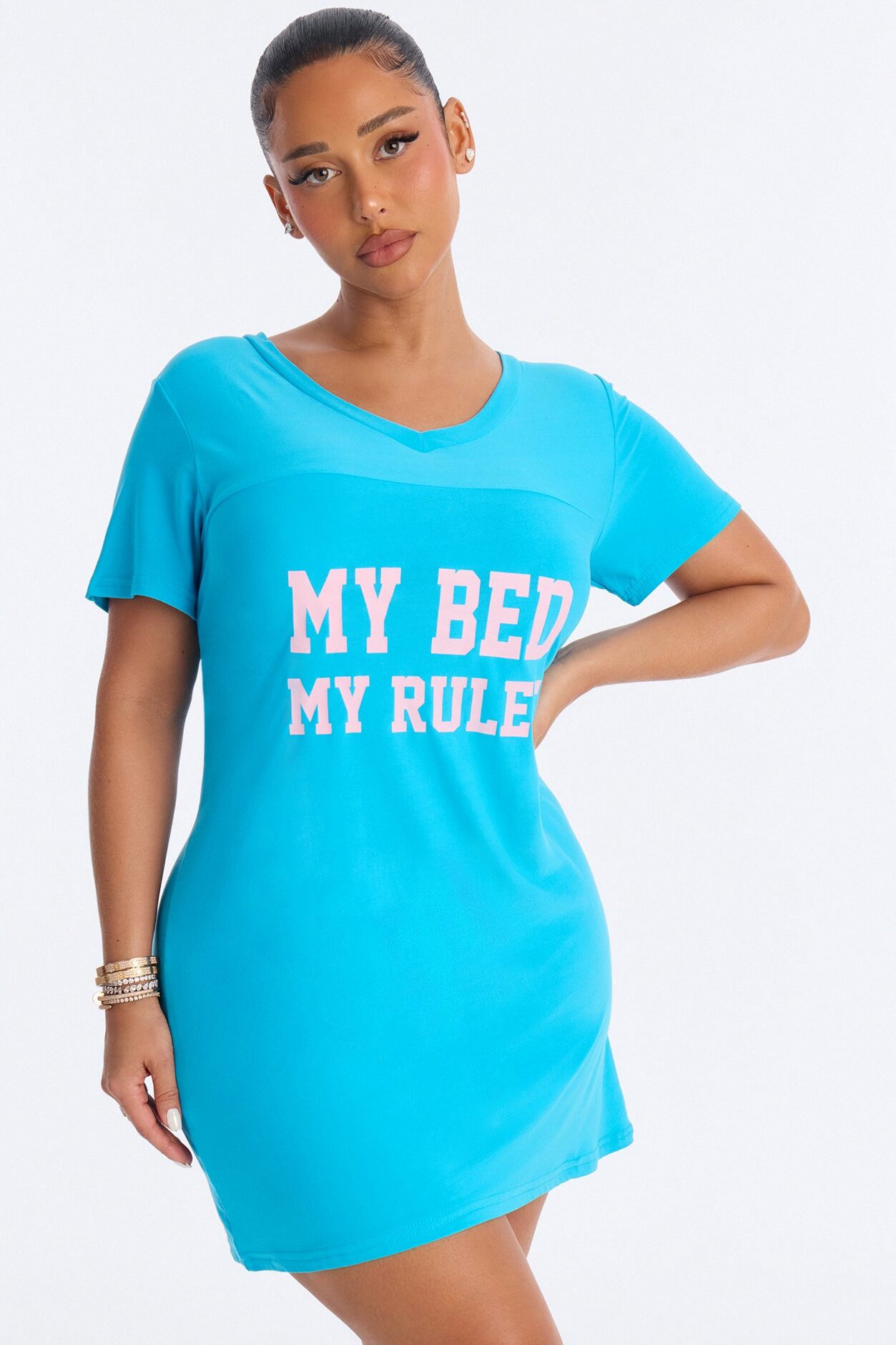 My Bed My Rules PJ Sleep Shirt - Blue/combo