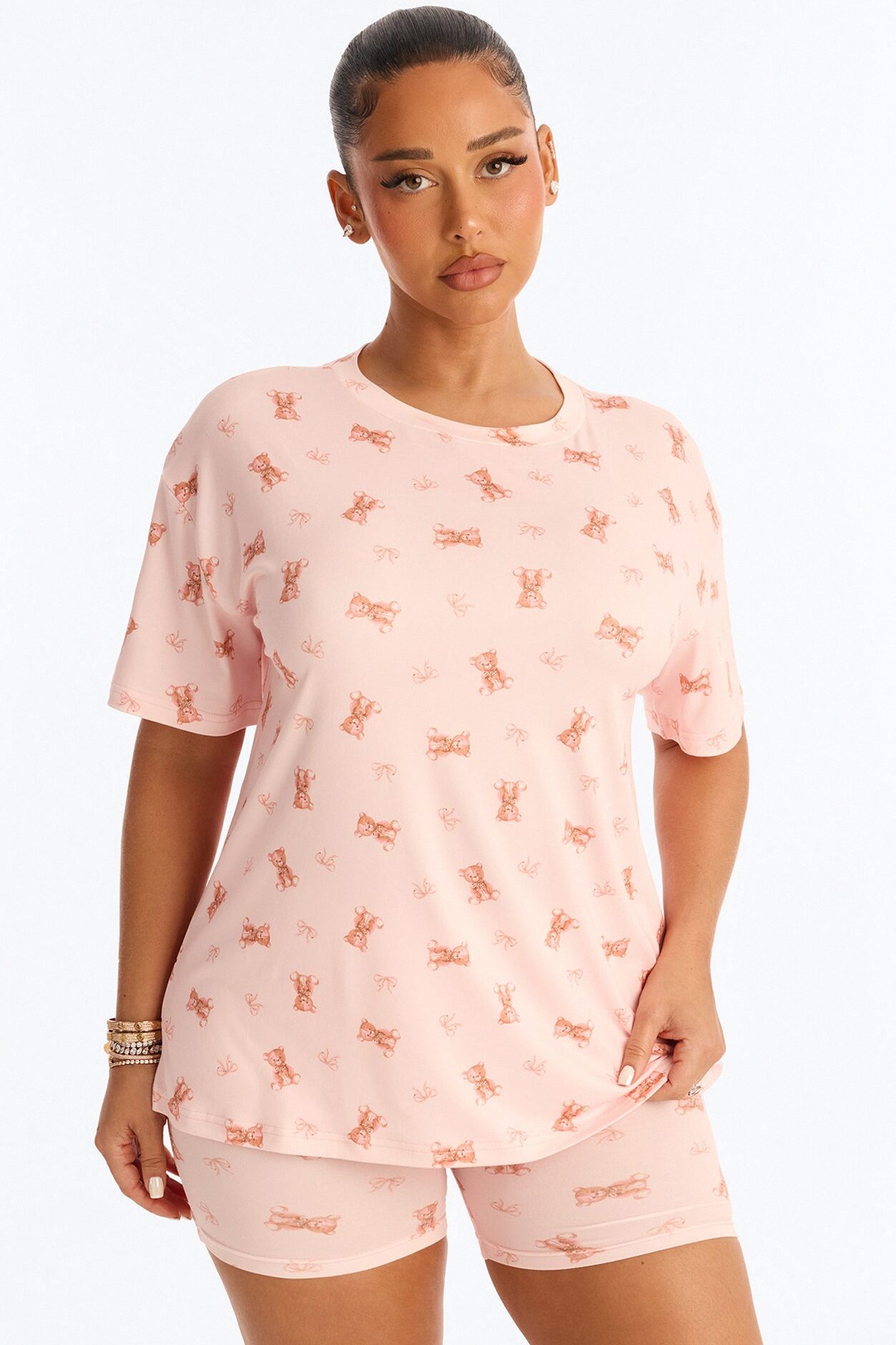 U R My Teddy Bear PJ Boxer Short Set - Pink/combo