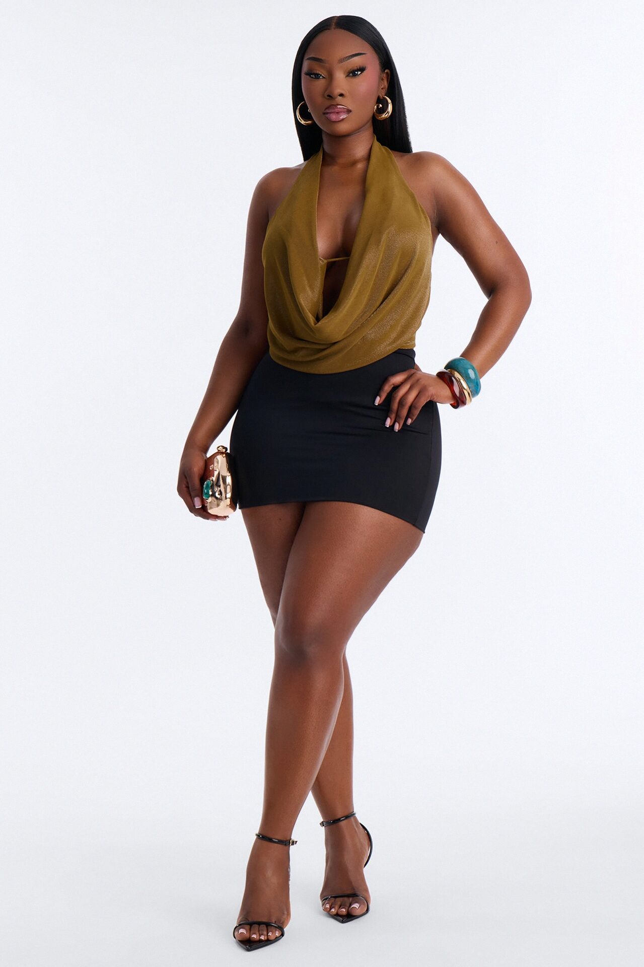 Odessa Cowl Neck Halter Top - Chartreuse