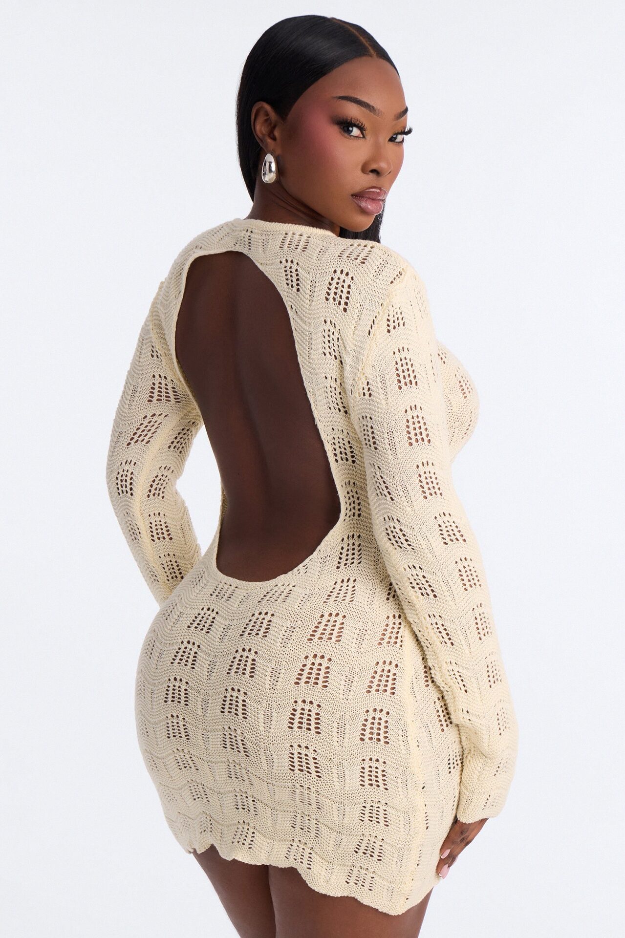 Caira Backless Crochet Mini Dress - Cream