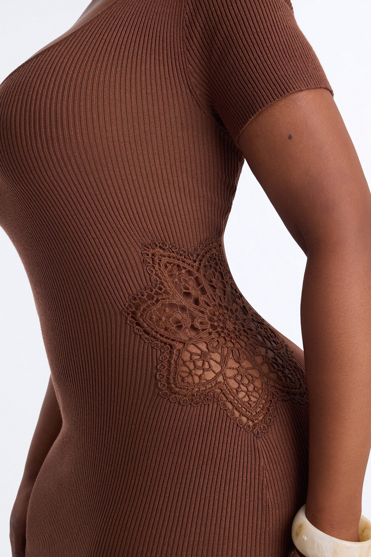 Zariah Ribbed Maxi Dress - Brown
