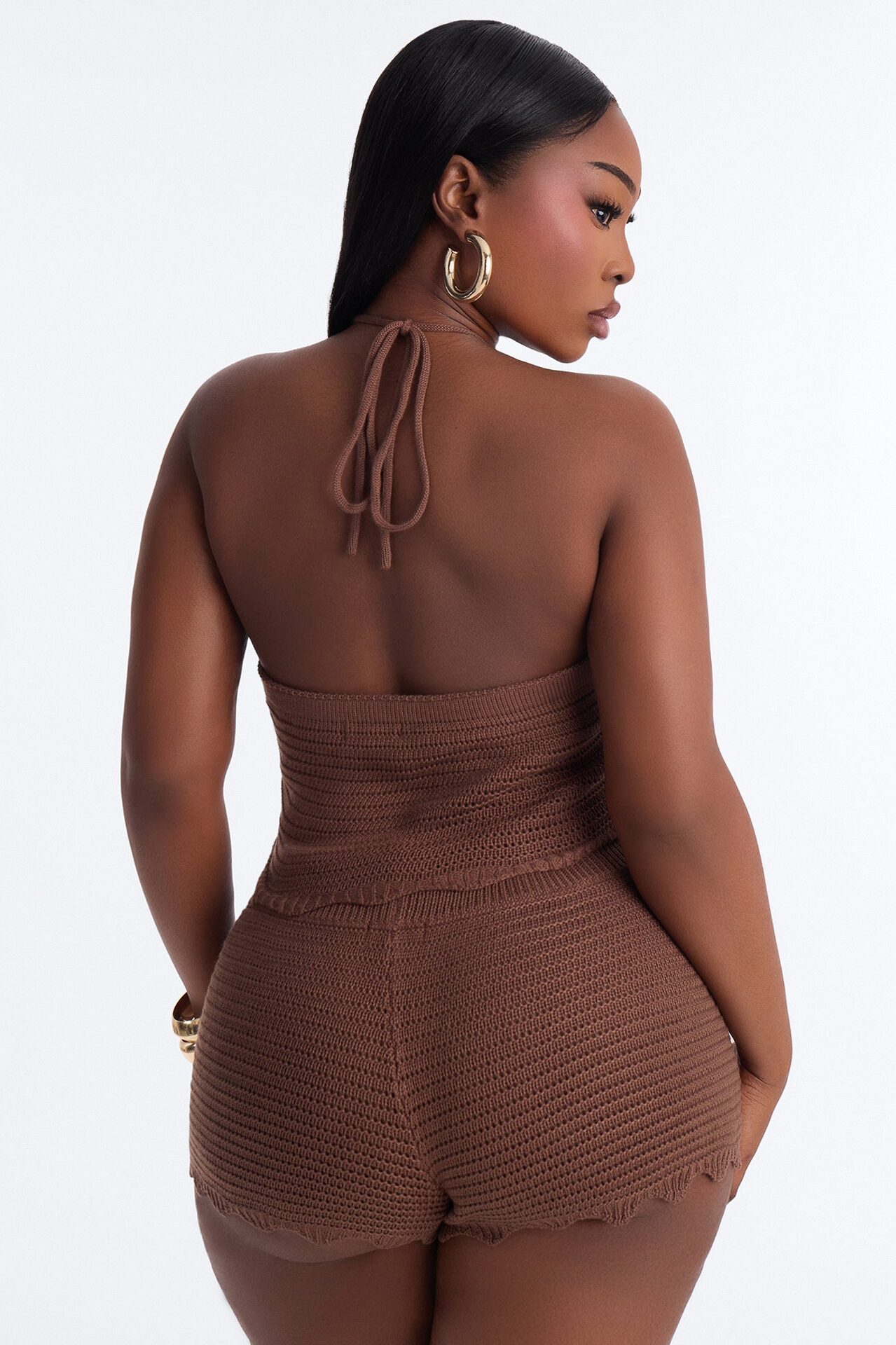 Tulum Crochet Short Set - Brown