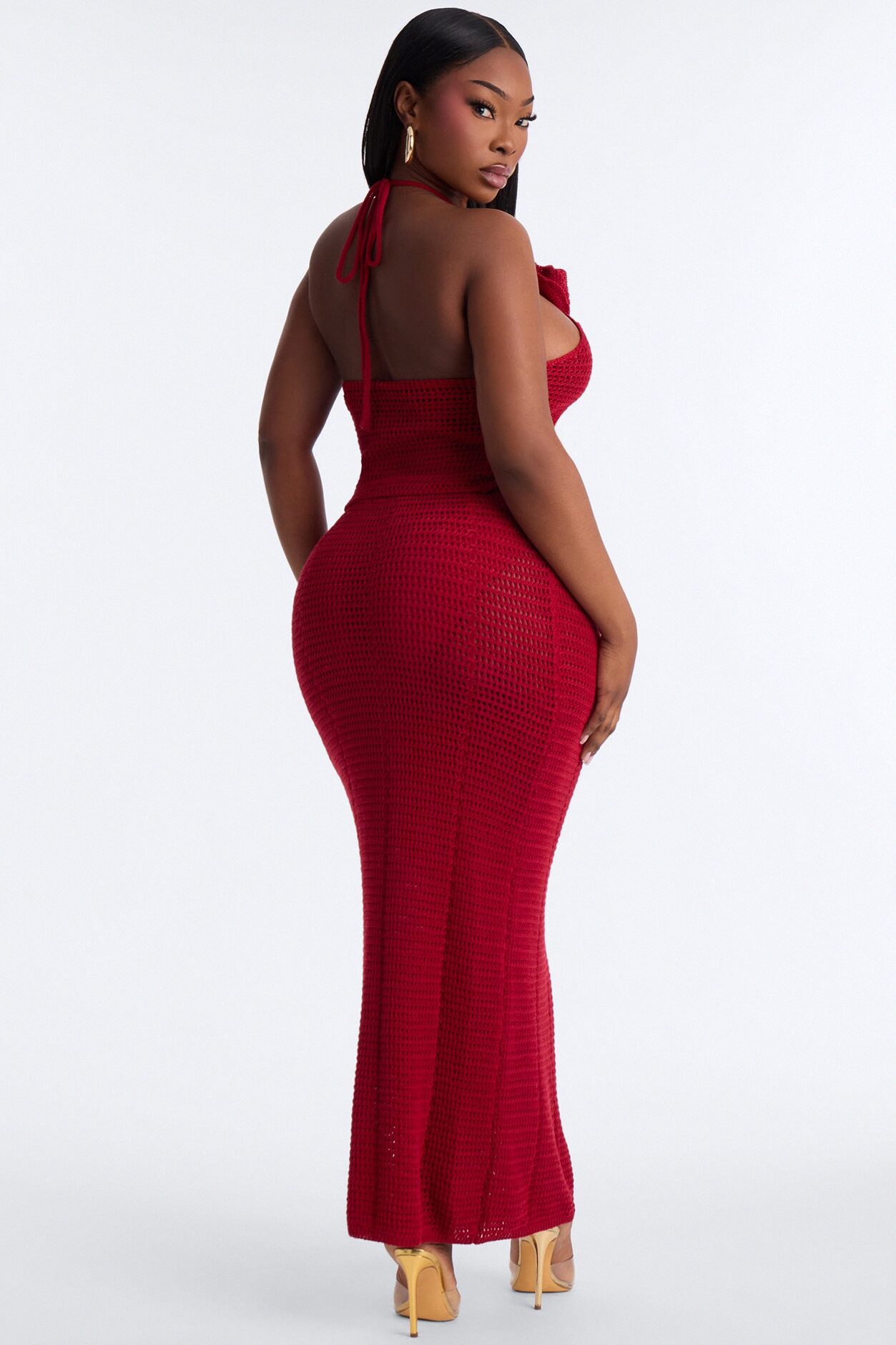 Sadie Floral Crochet Maxi Skirt Set - DarkRed
