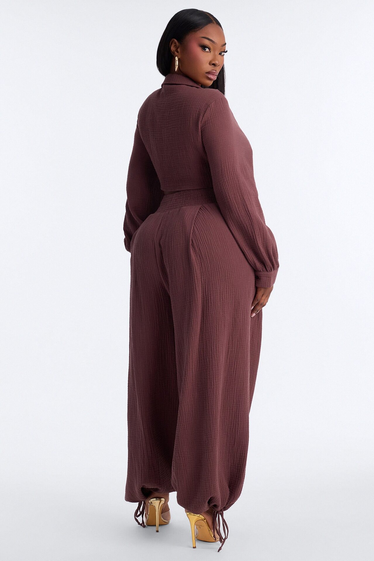 Bianca Gauze Jogger Set - Chocolate