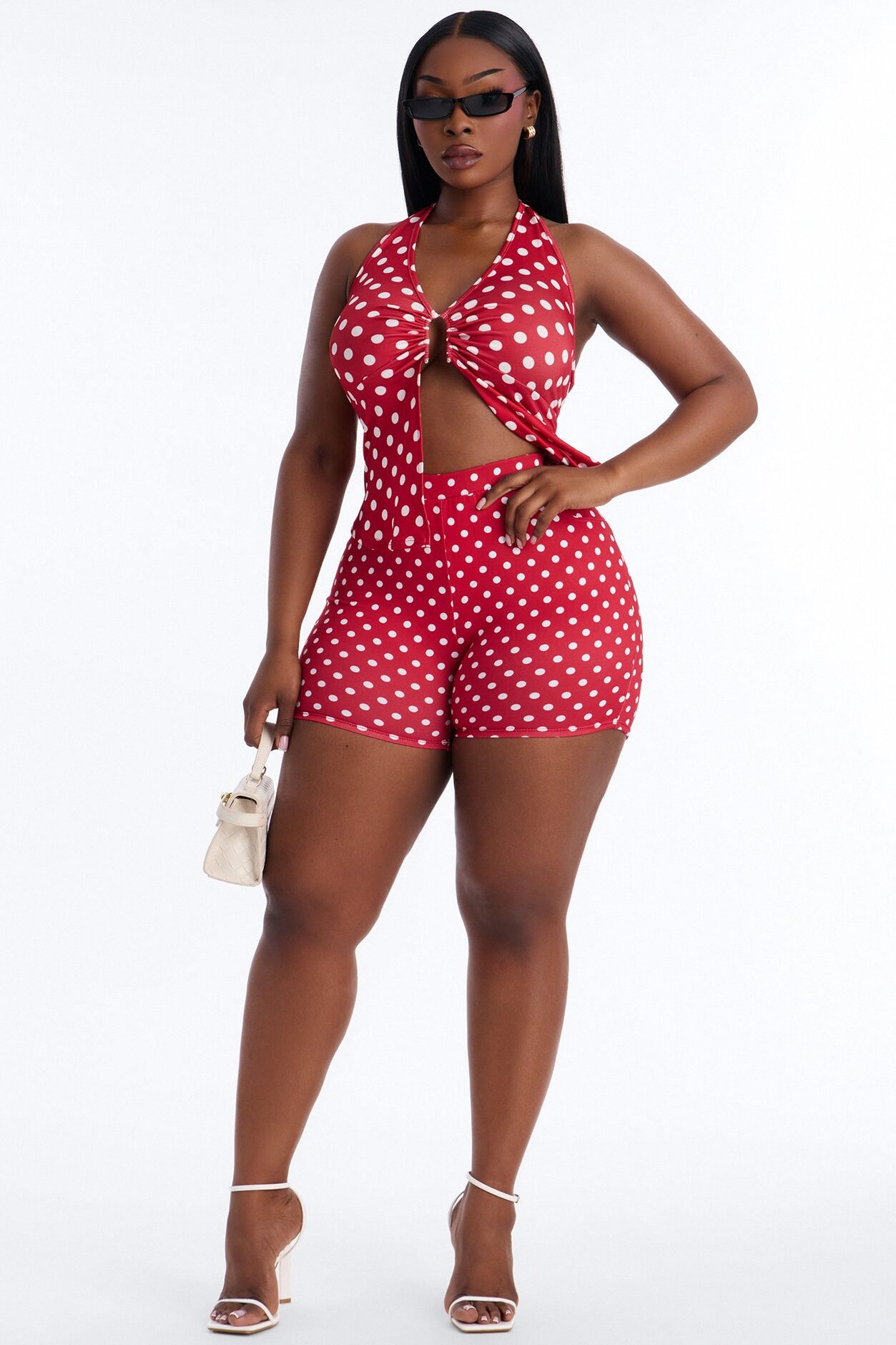 Light Stroll Polka Dot Biker Short - Red