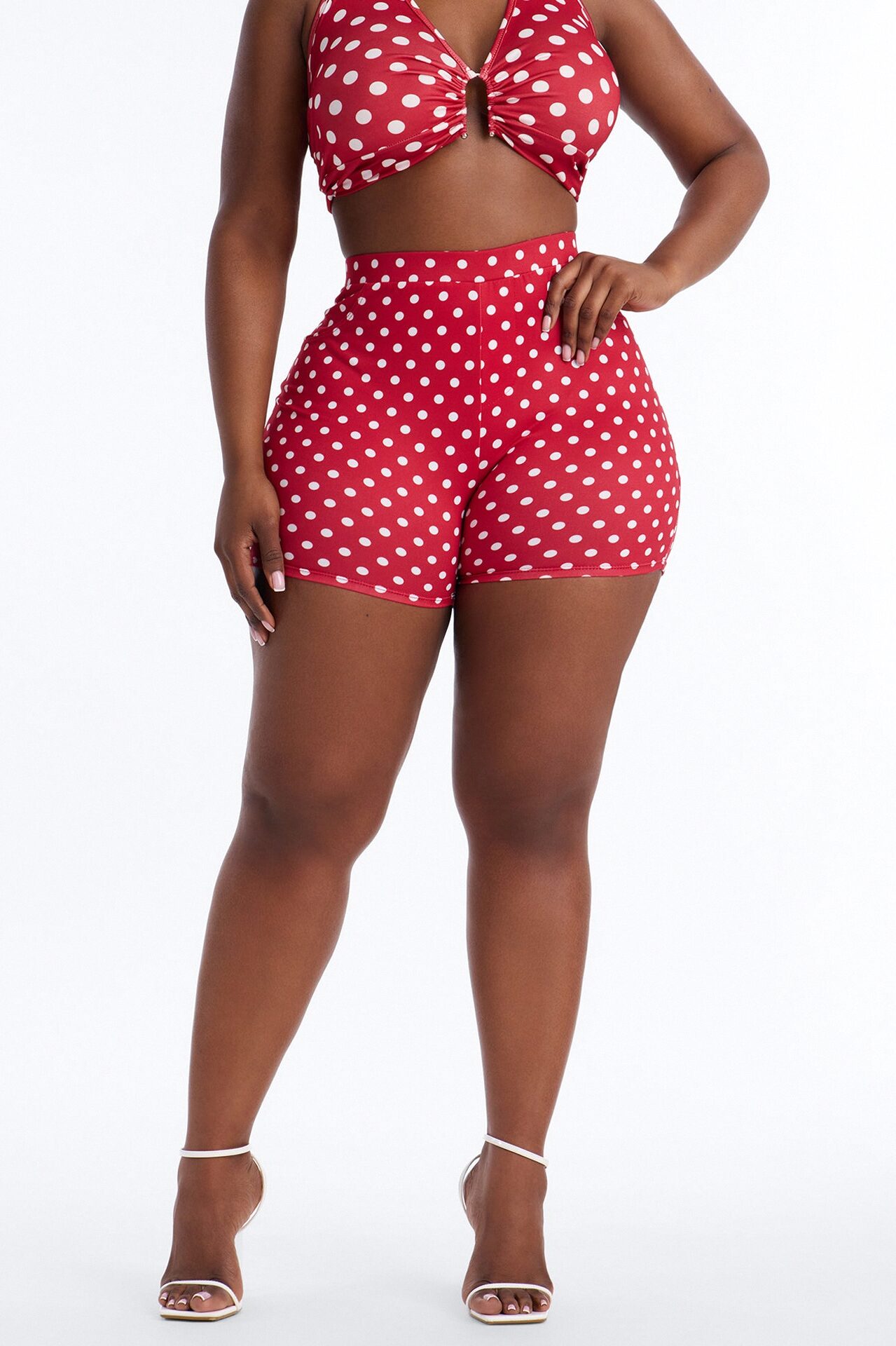 Light Stroll Polka Dot Biker Short - Red