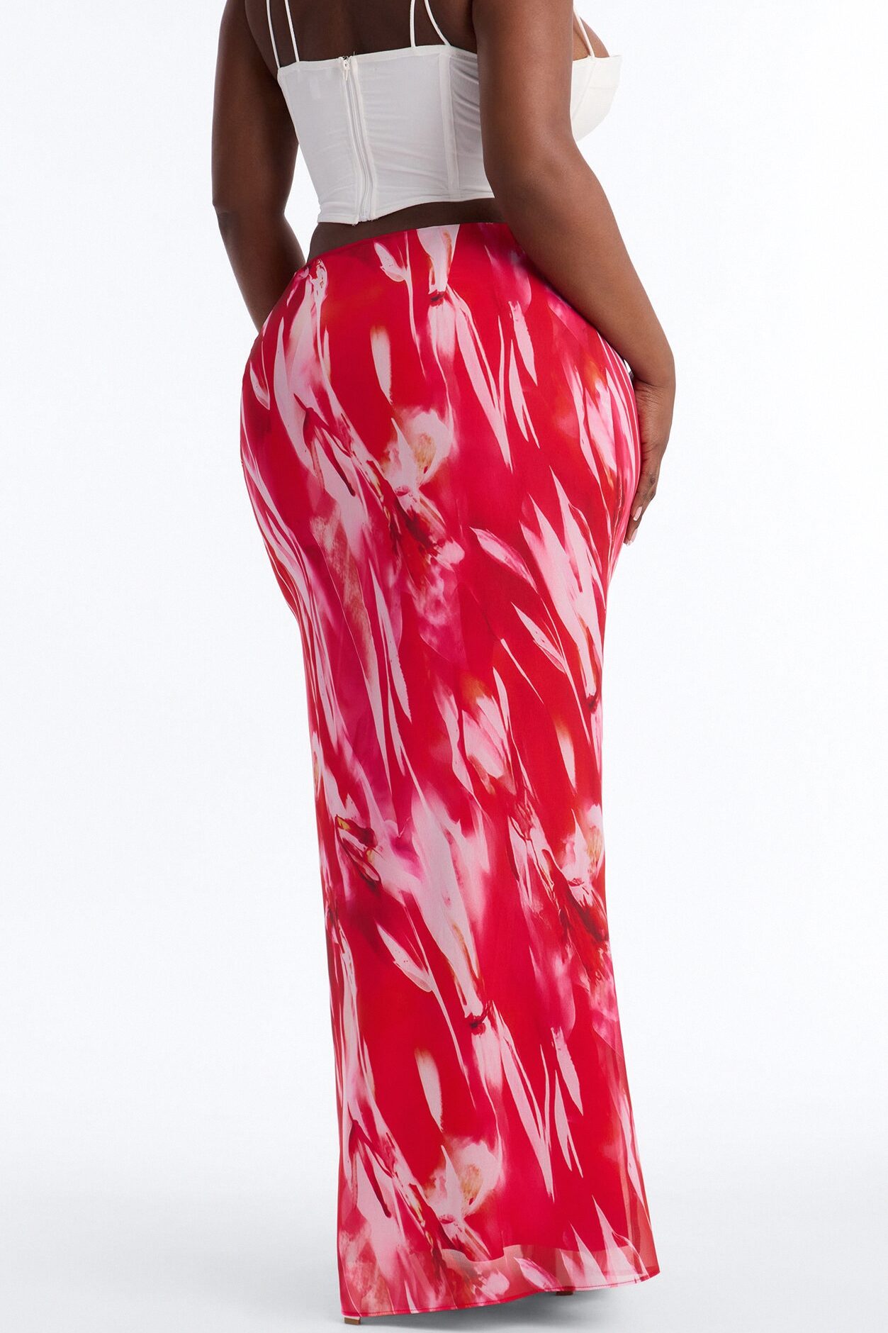 Hot Tropic Chiffon Floral Maxi Skirt - Hot Pink/combo