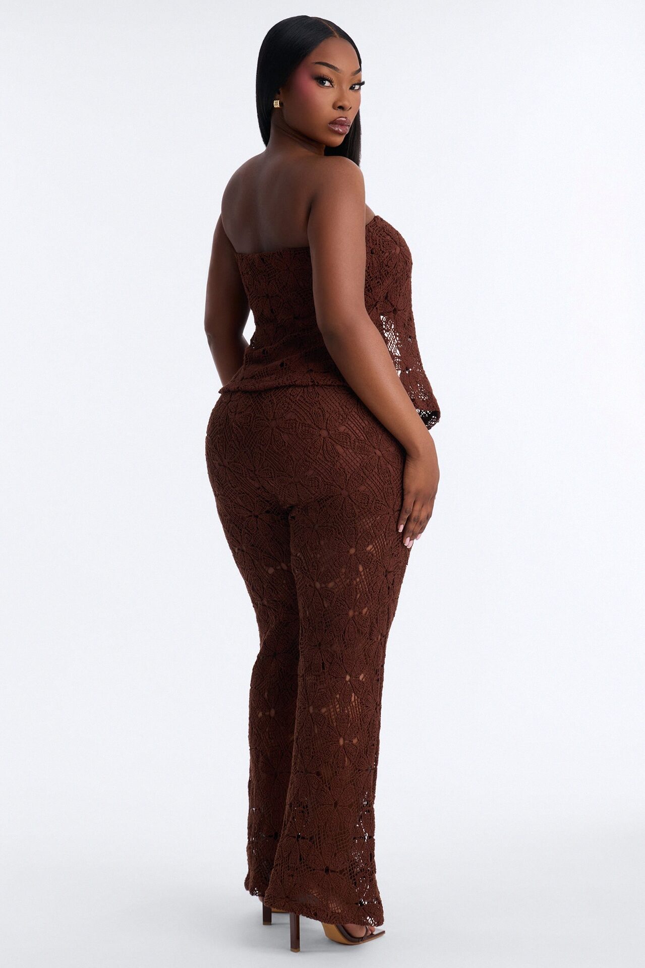 Serena Crotchet Pant Set - Chocolate