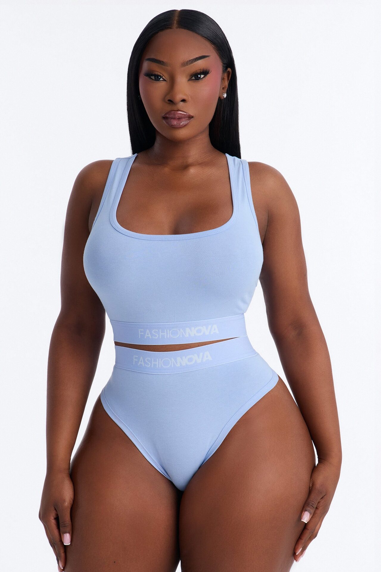 FN Mood Tank Bralette And Panty Set - Light Blue
