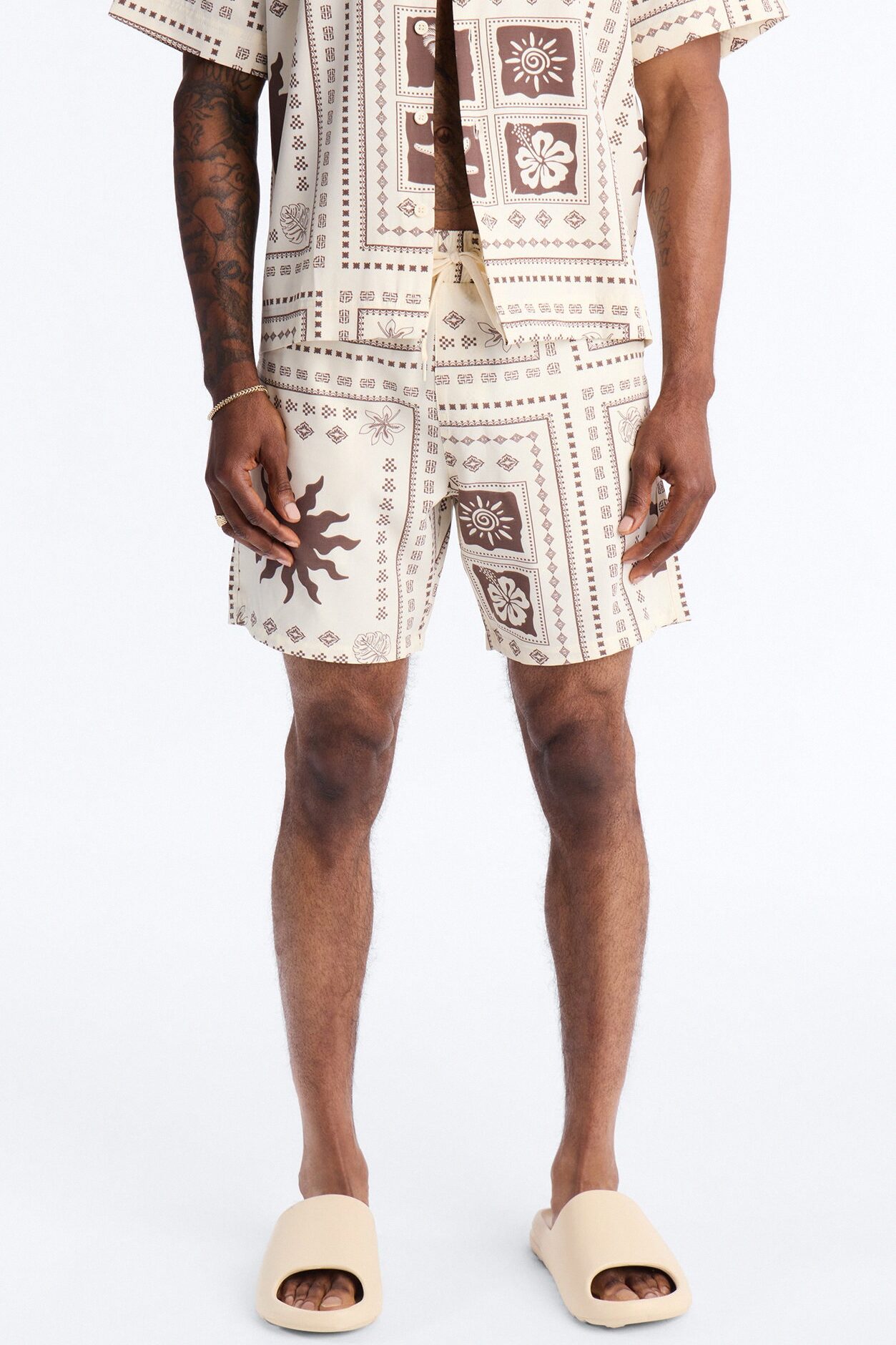 Terra Mosaic Swim Trunk 7″ - Brown