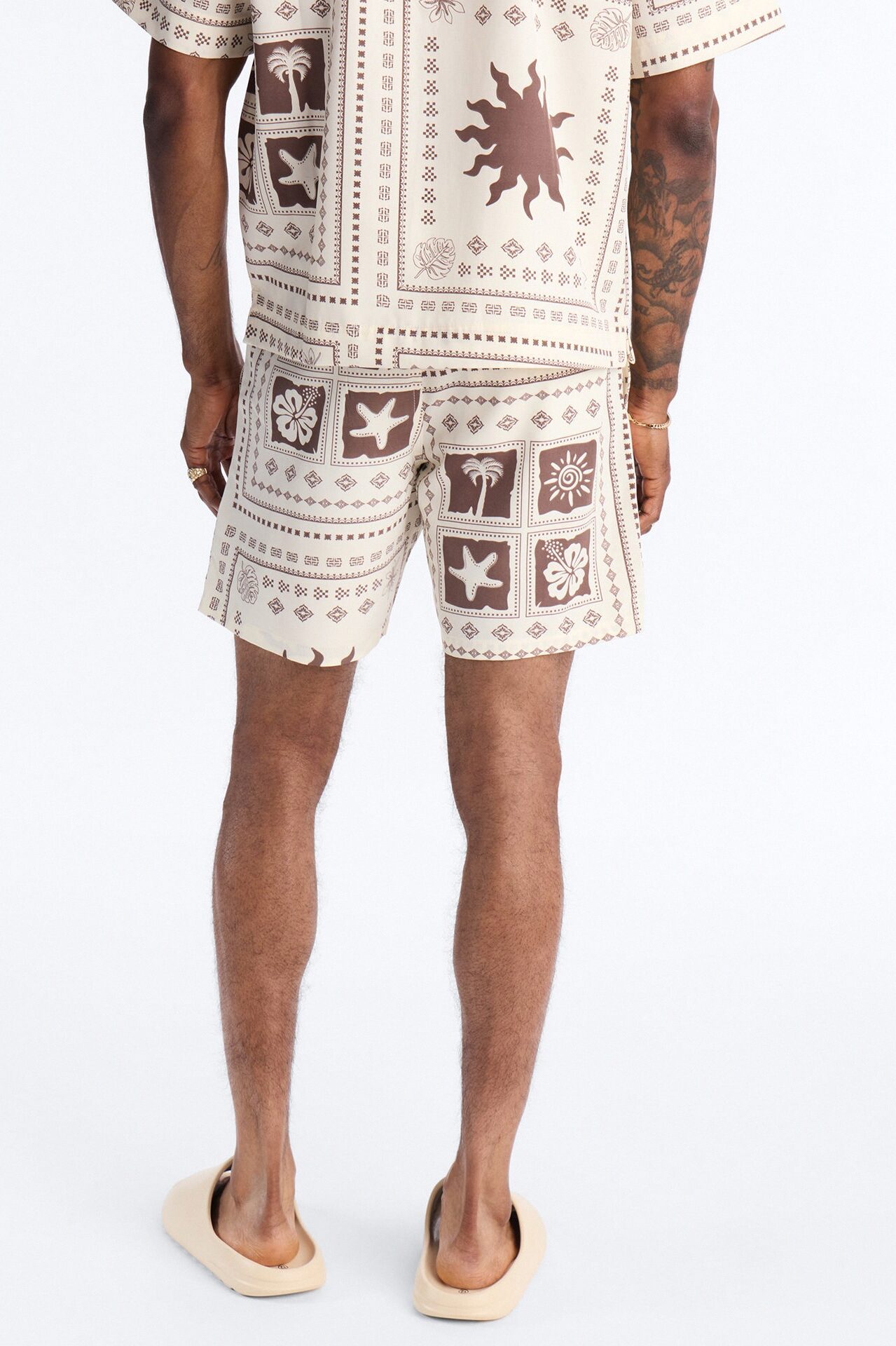 Terra Mosaic Swim Trunk 7″ - Brown