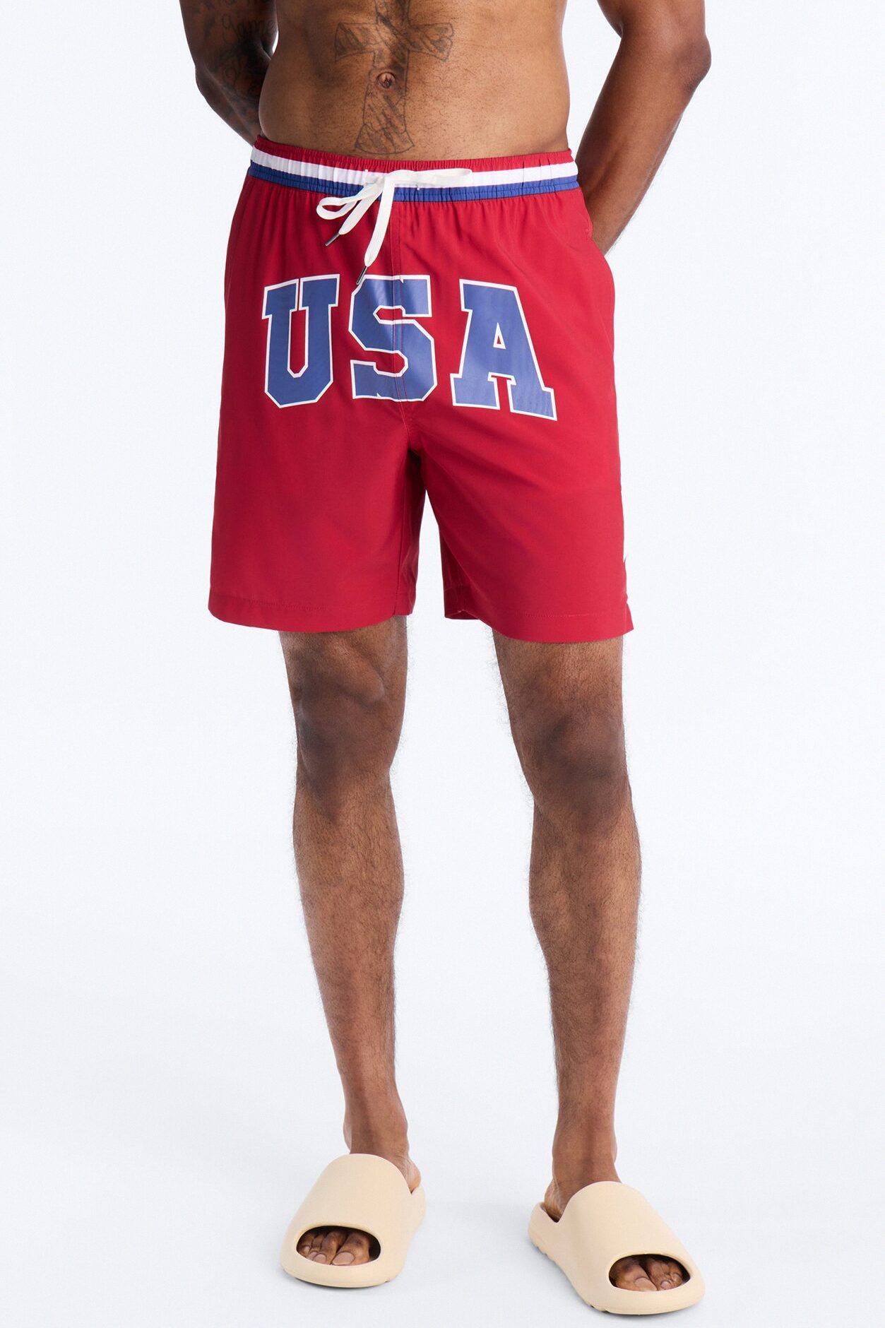 USA Freedom Stars Swim Trunk 7″ - Red