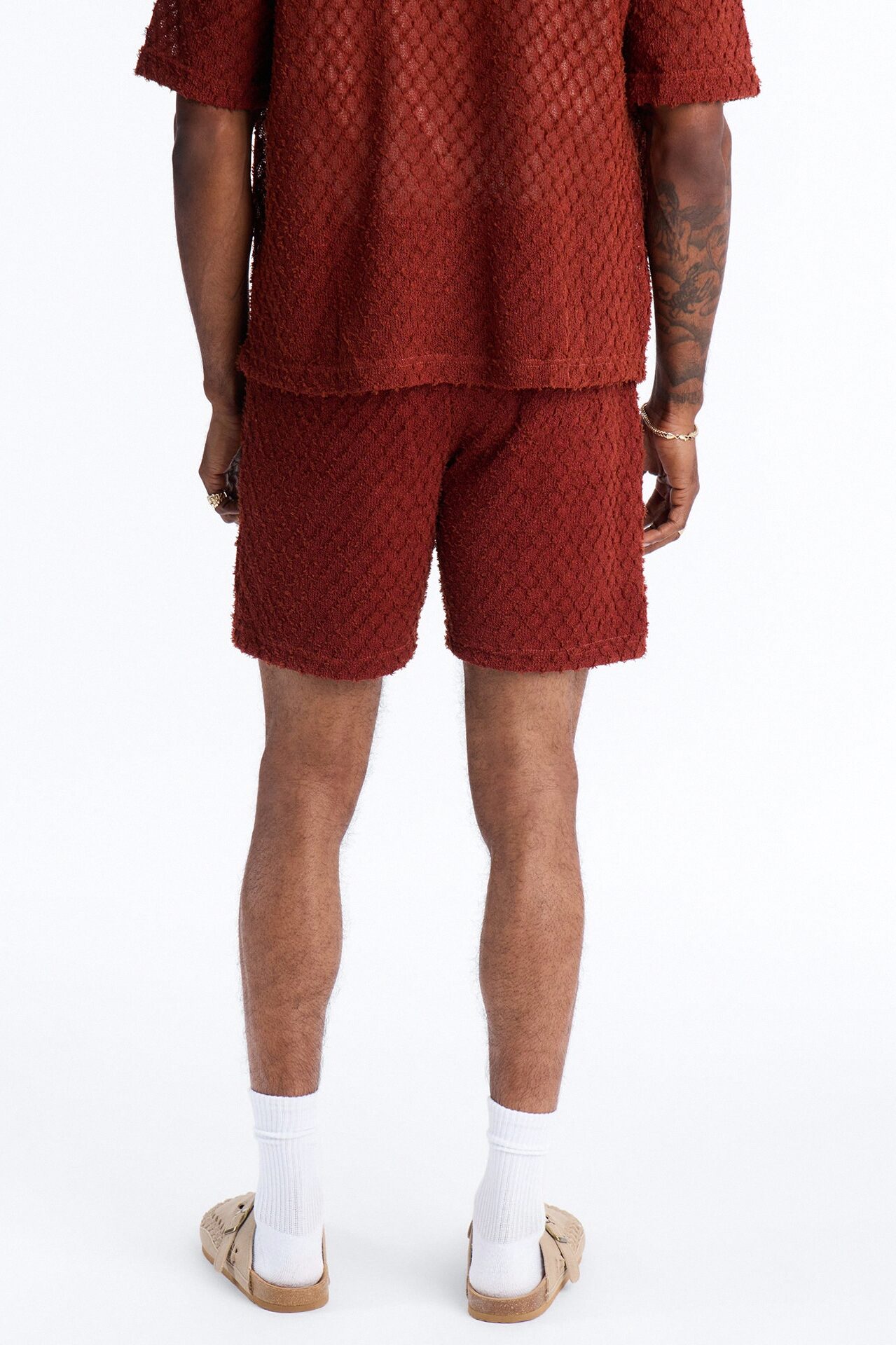 Mahogany Net Relaxed Shorts - Brown