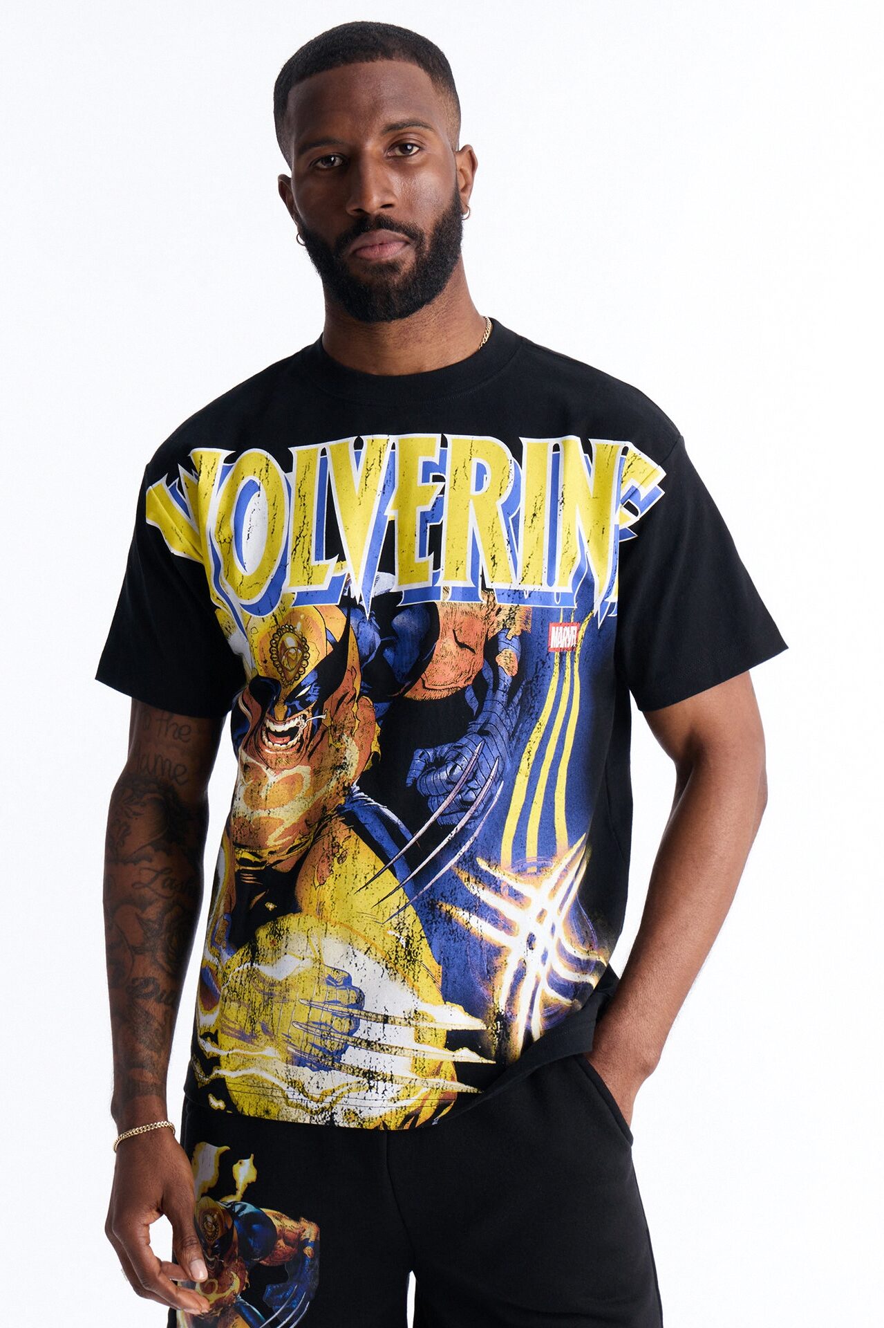 Marvel Wolverine Heavy Weight Boxy Short Sleeve Tee - Black