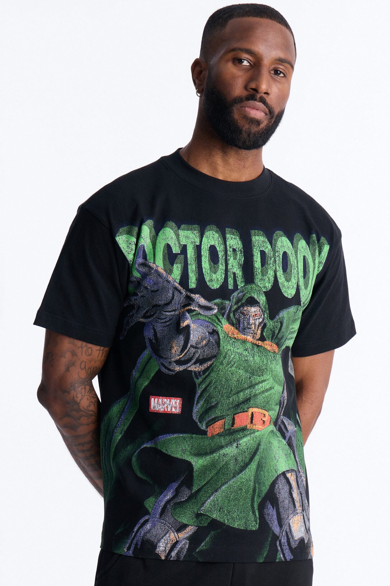 Marvel Dr Doom Heavy Weight Boxy Short Sleeve Tee - Black