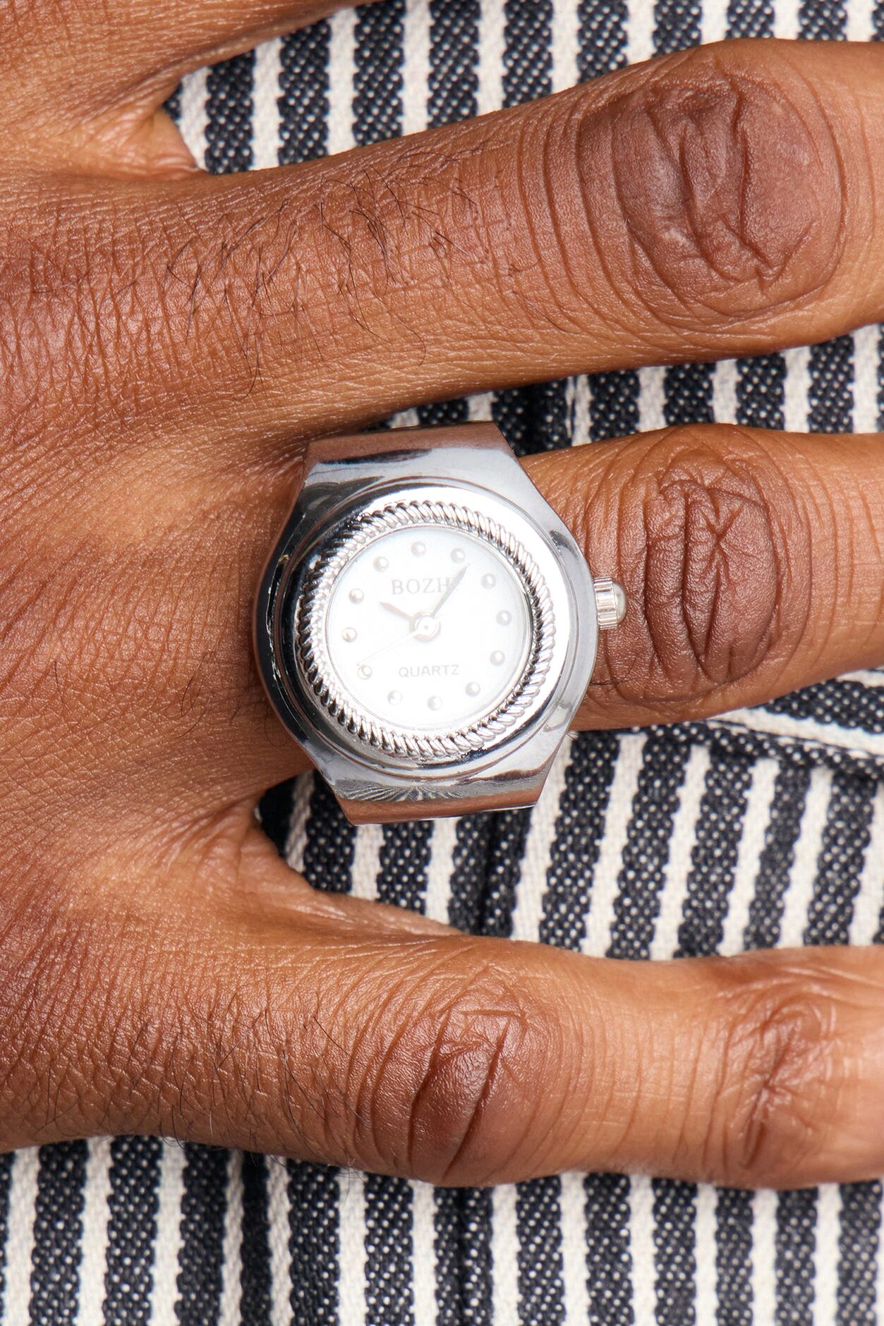 Time Struck Functional Watch Dial Ring - Silver