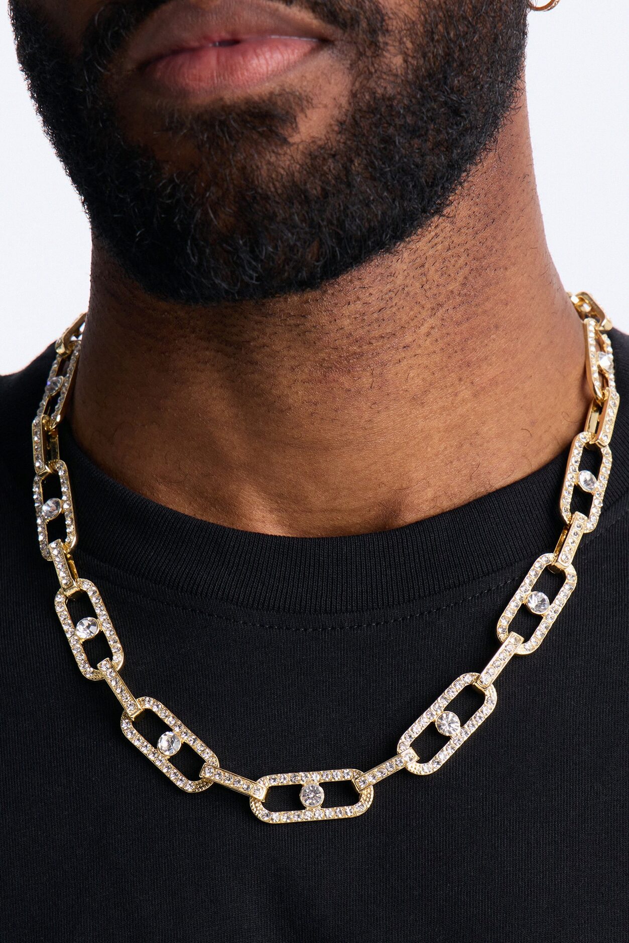 Paper Clipped Rhinestone Necklace Set - Gold
