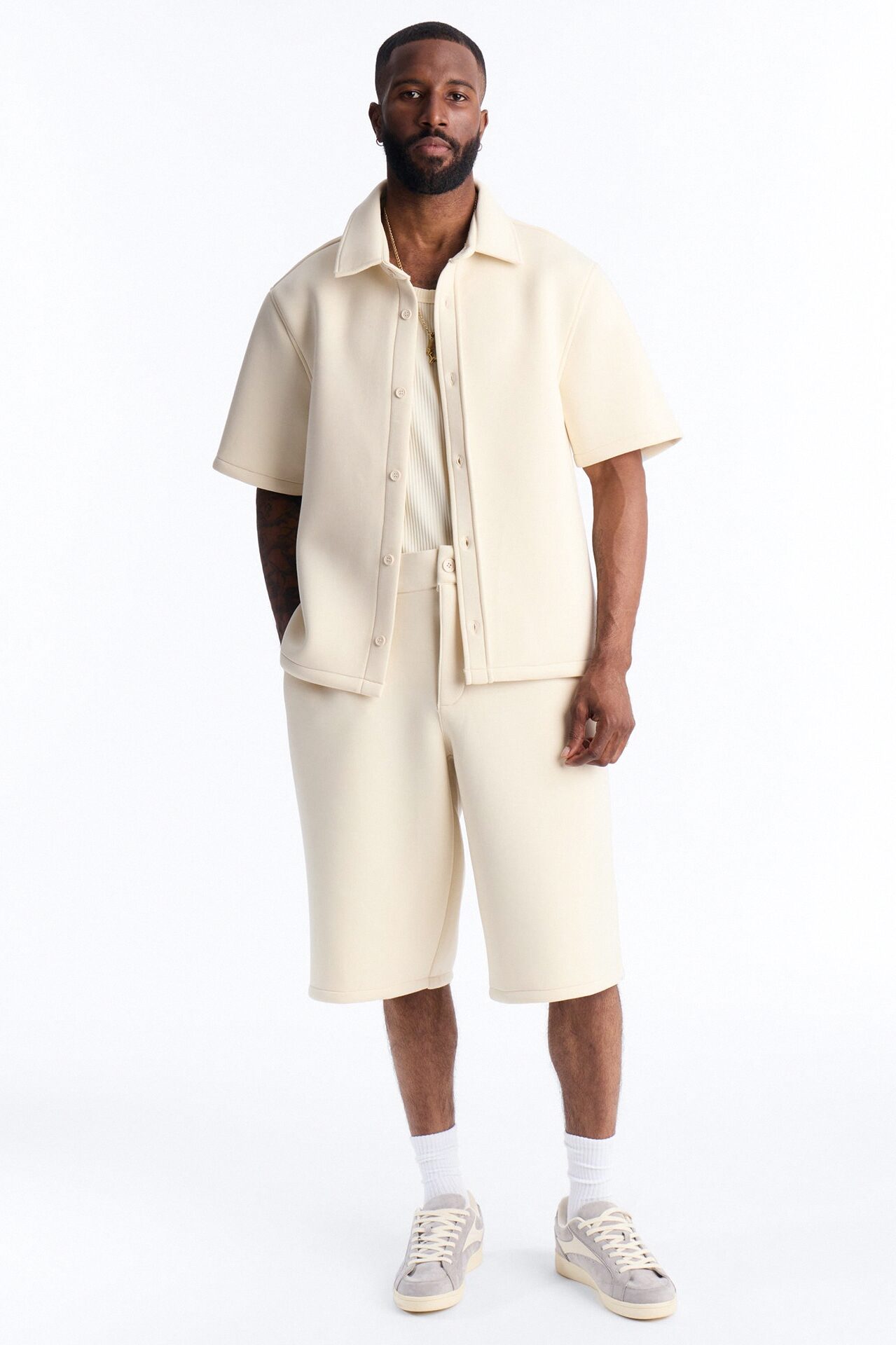 Relaxed Arclight Interlock Short Sleeve Shirt - Cream