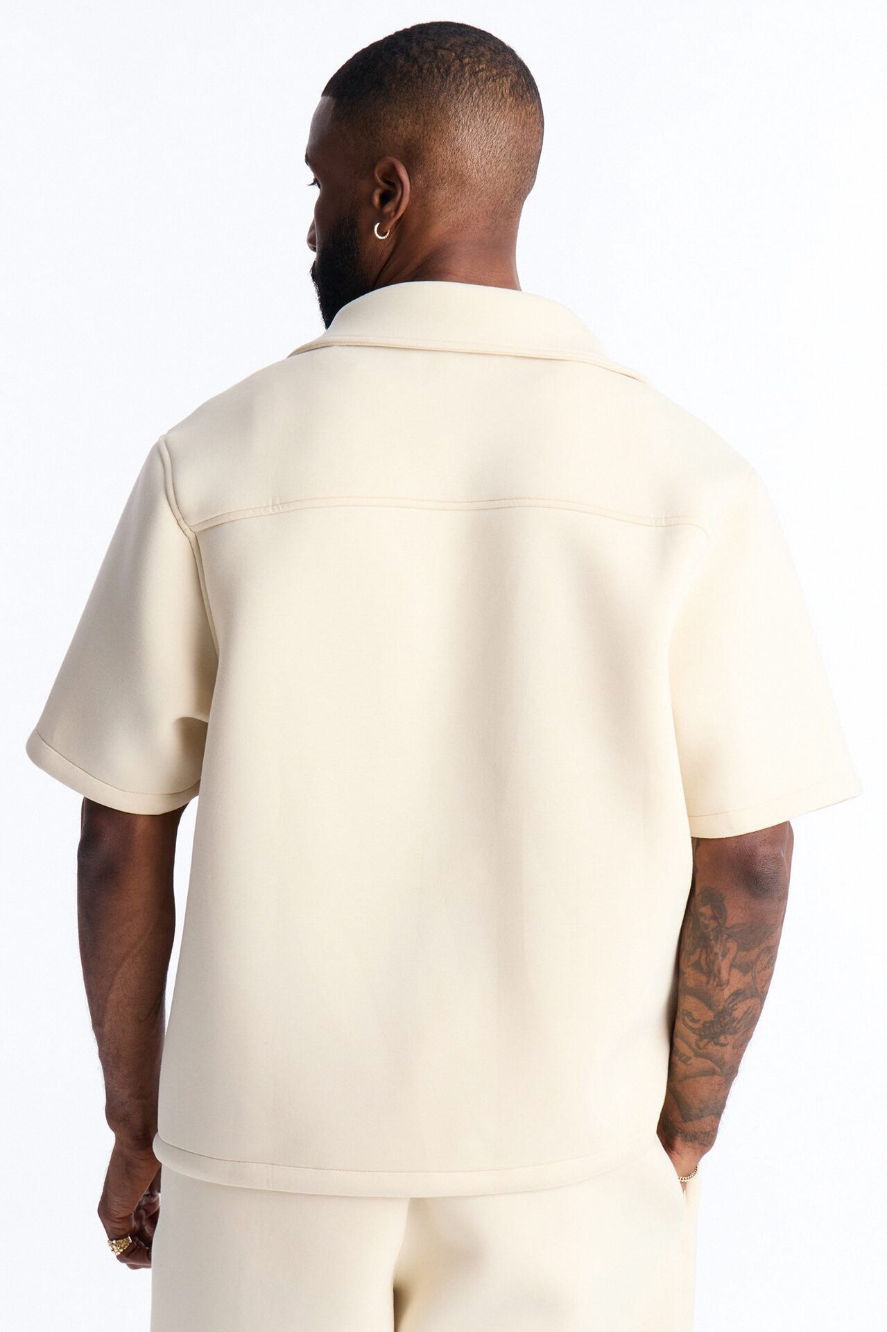 Relaxed Arclight Interlock Short Sleeve Shirt - Cream