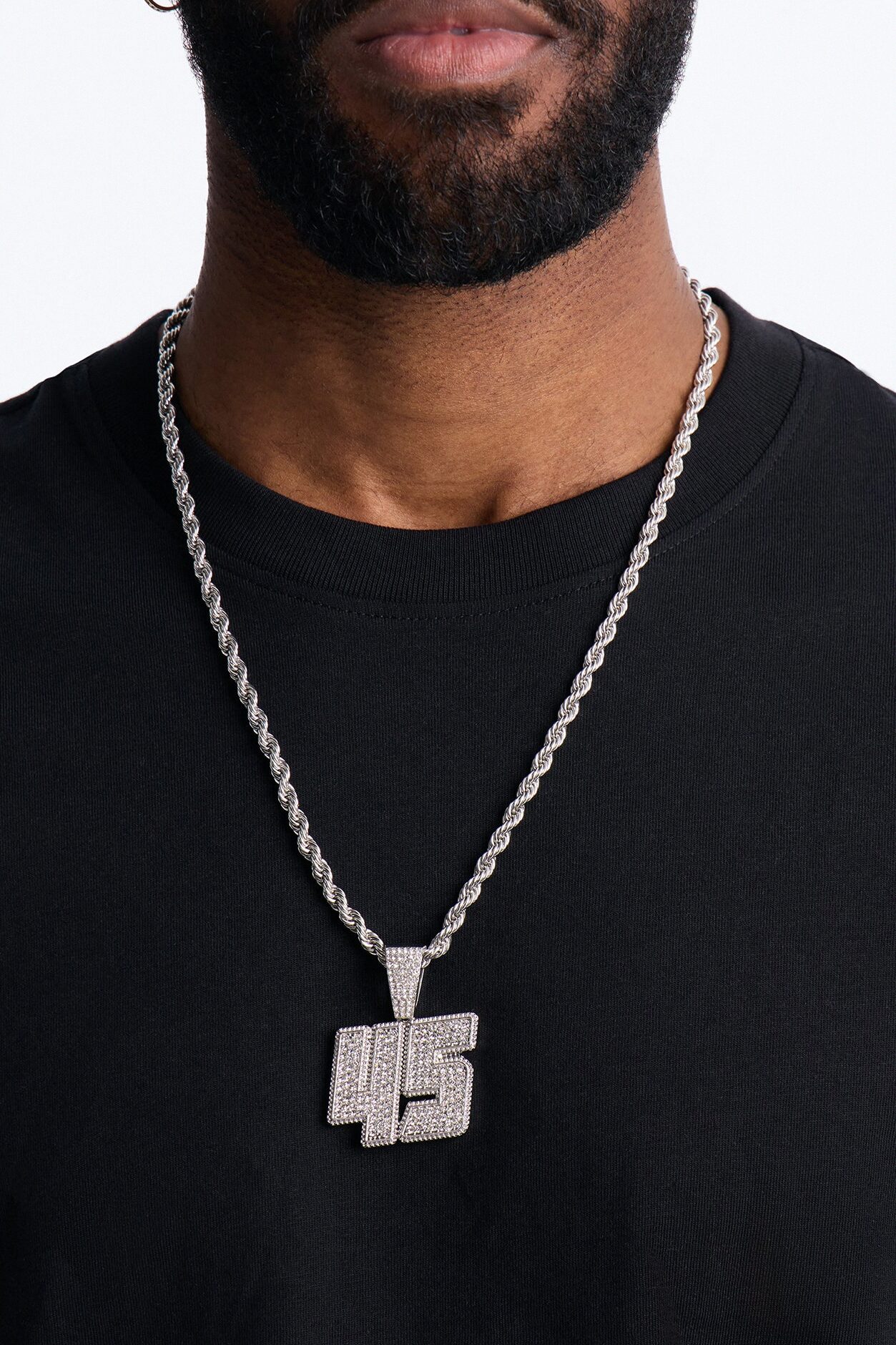Iced 45 Rope Chain Necklace - Silver