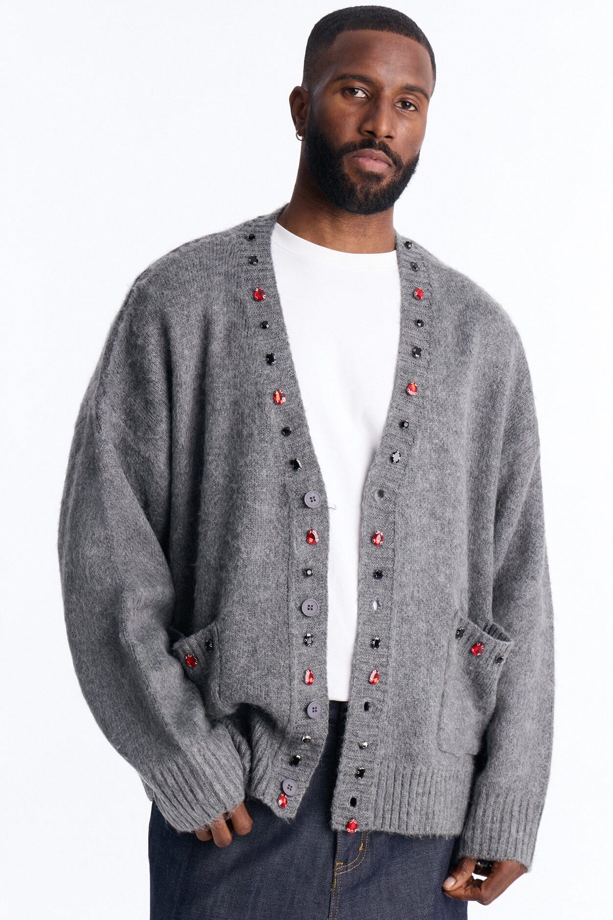 Bejeweled Reverie Cardigan - Grey