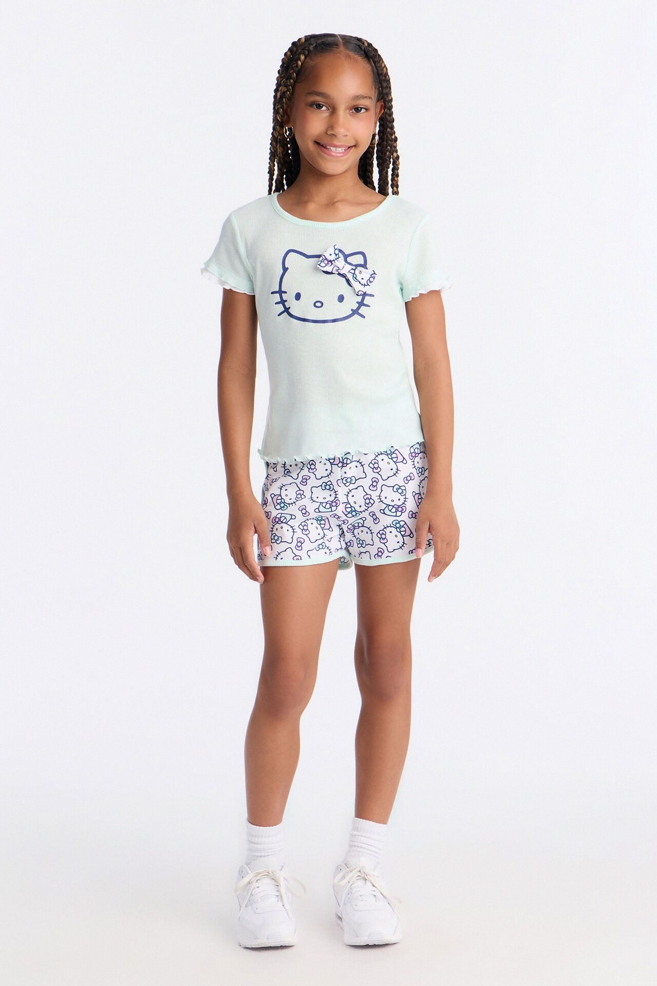 Mini Hello Kitty Good Vibes Short Set - Mint/combo