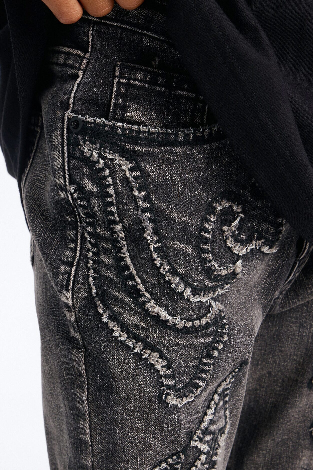 Mini Stacked Skinny Flare Paisley Patch Jean - Grey