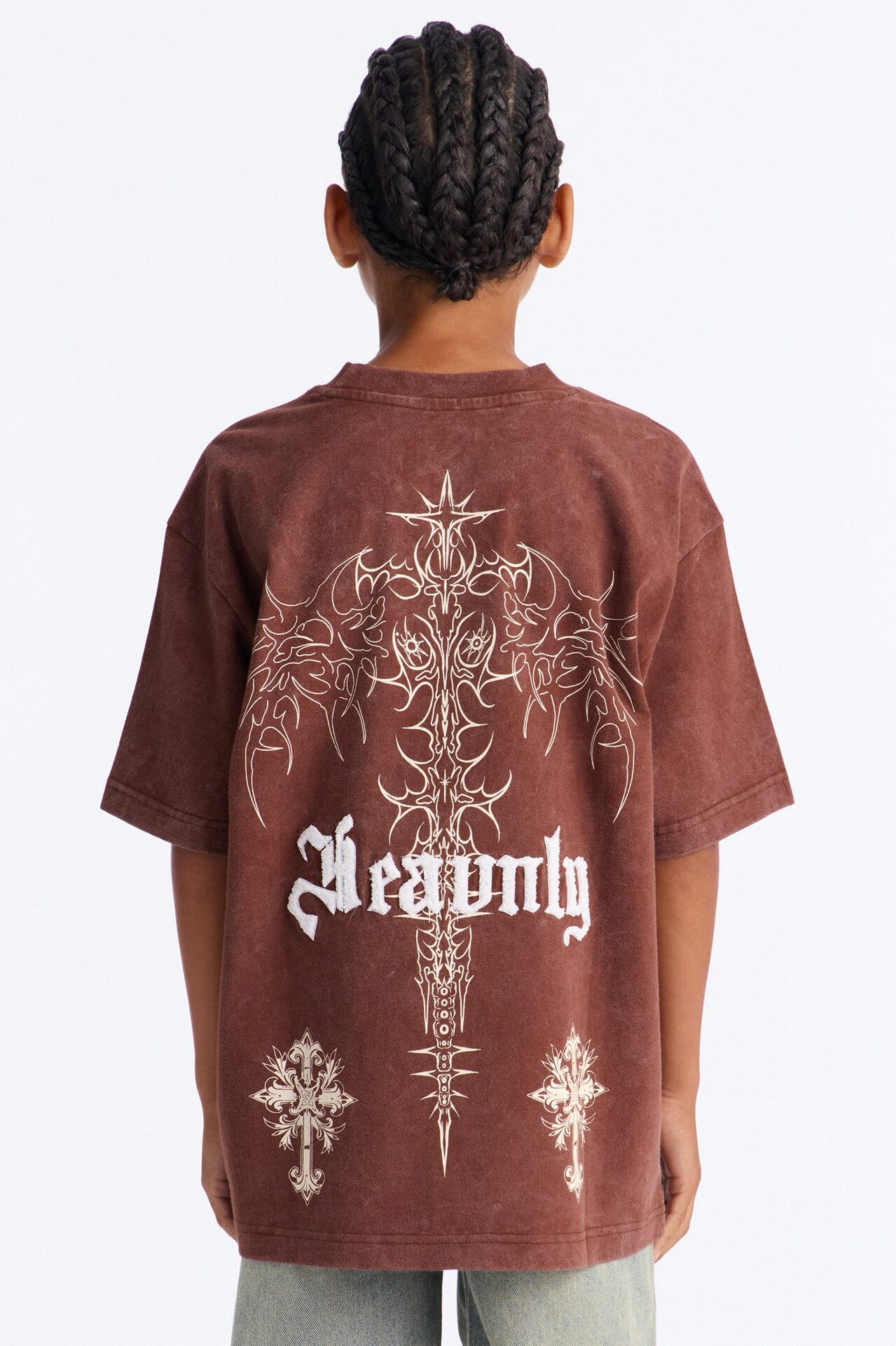 Mini Heavenly Short Sleeve Front/Back Tee - Brown