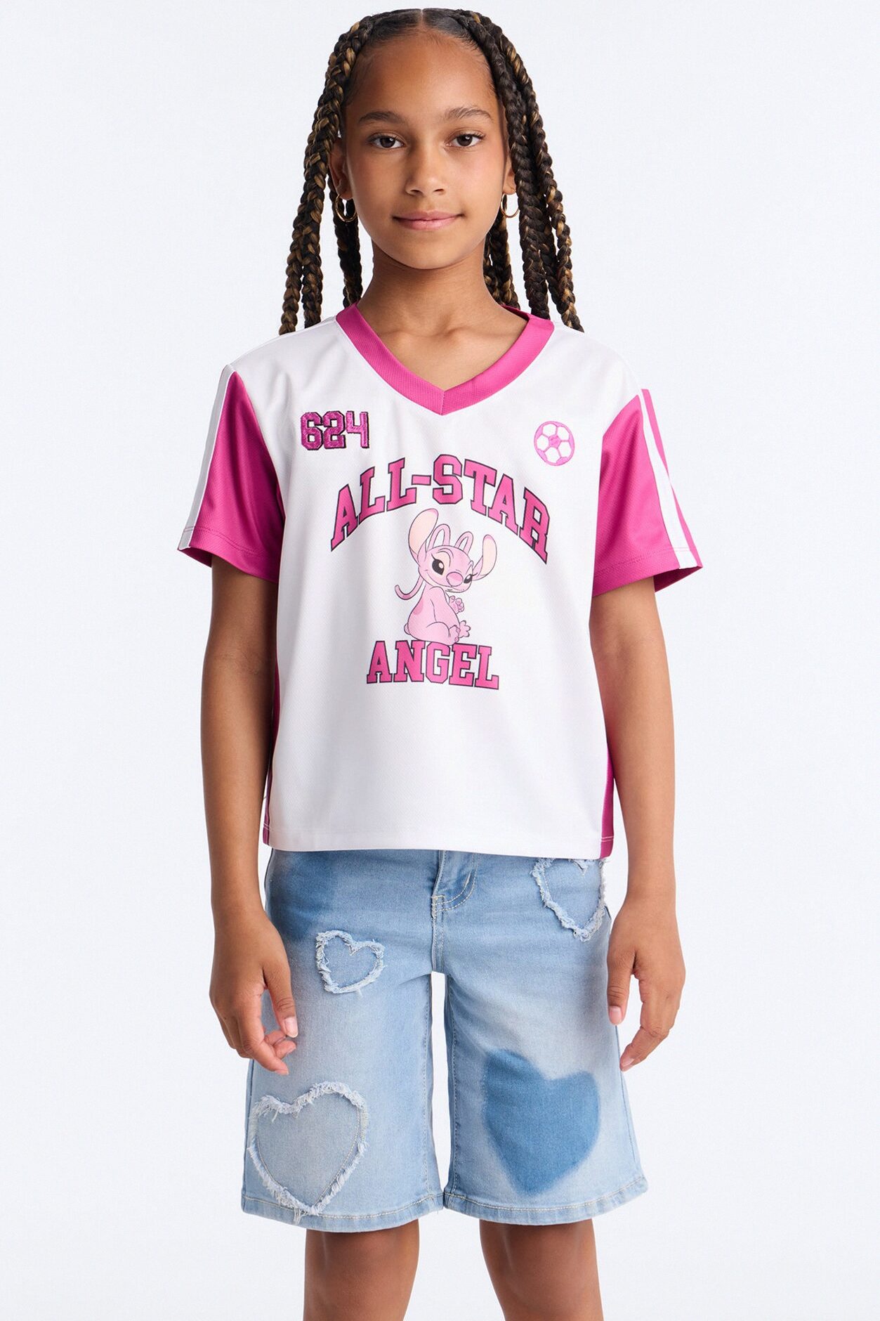 Mini Angel All Star Soccer Jersey - White/Pink