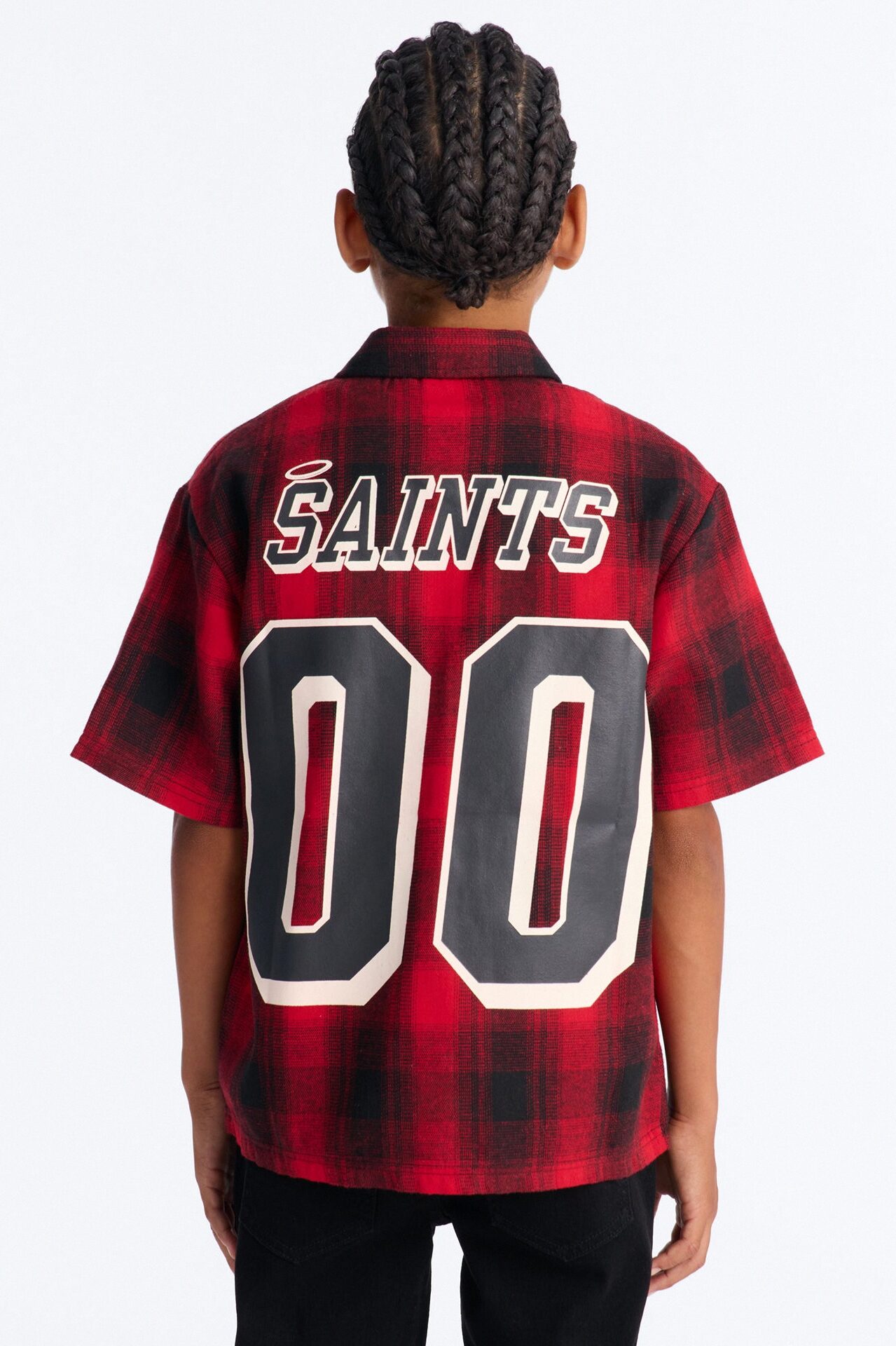 Mini Saints All Star League Front/Back Button Down Shirt - Red/Black