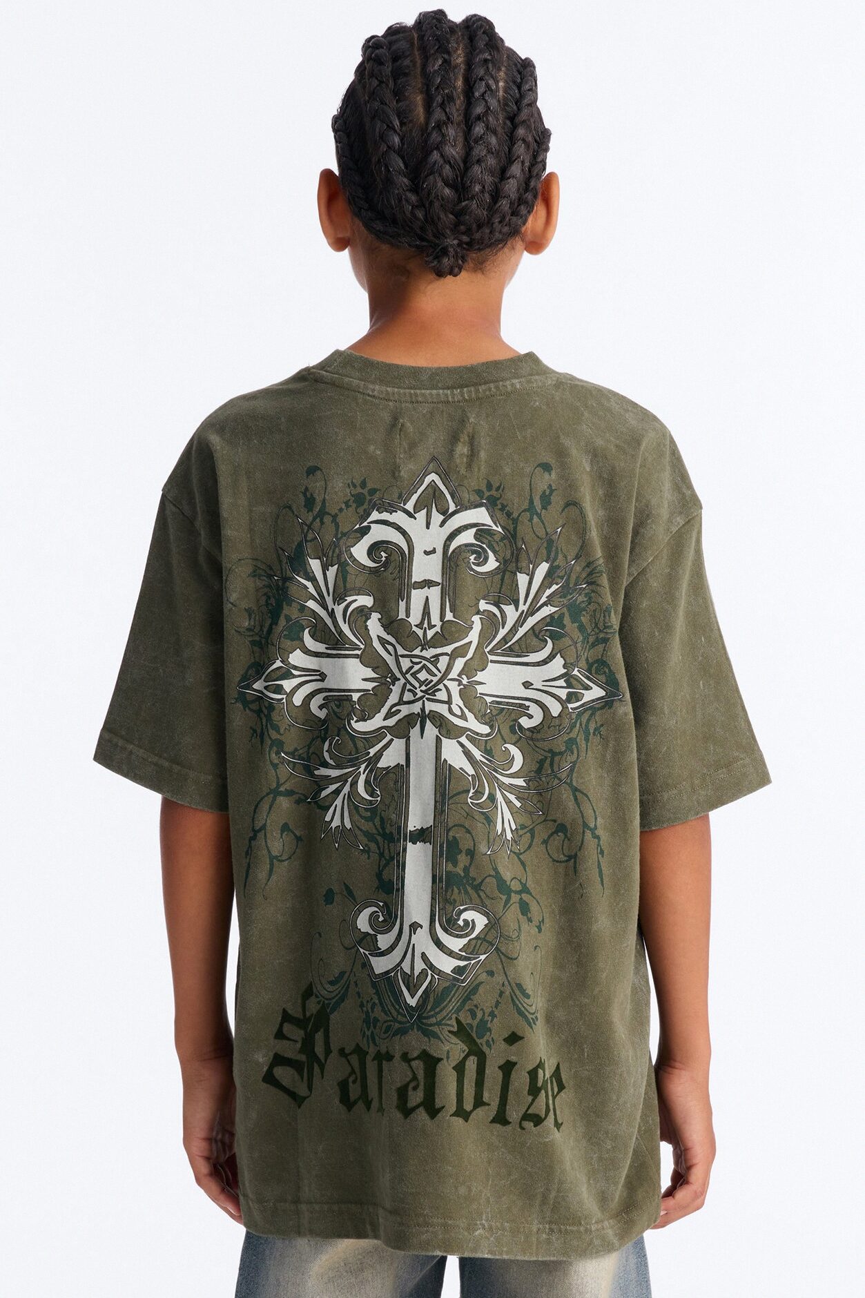 Mini Pure Paradise Short Sleeve Front/Back Tee - Olive